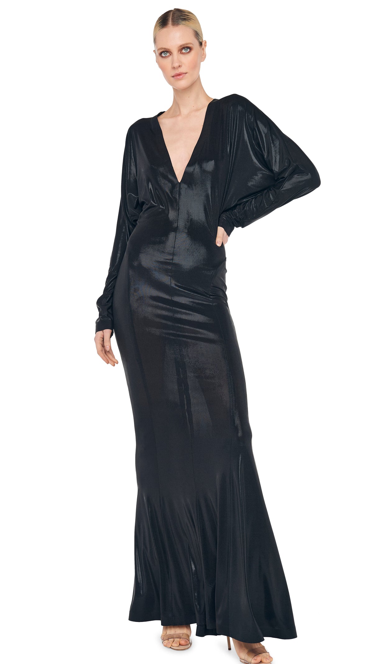 DOLMAN V NECK FISHTAIL GOWN
