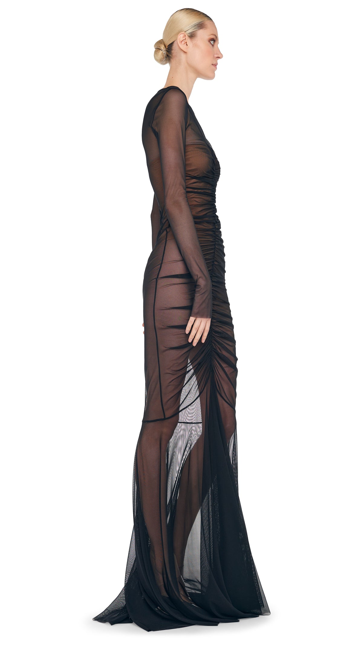 LS SHIRRED FISHTAIL GOWN / BISHOP