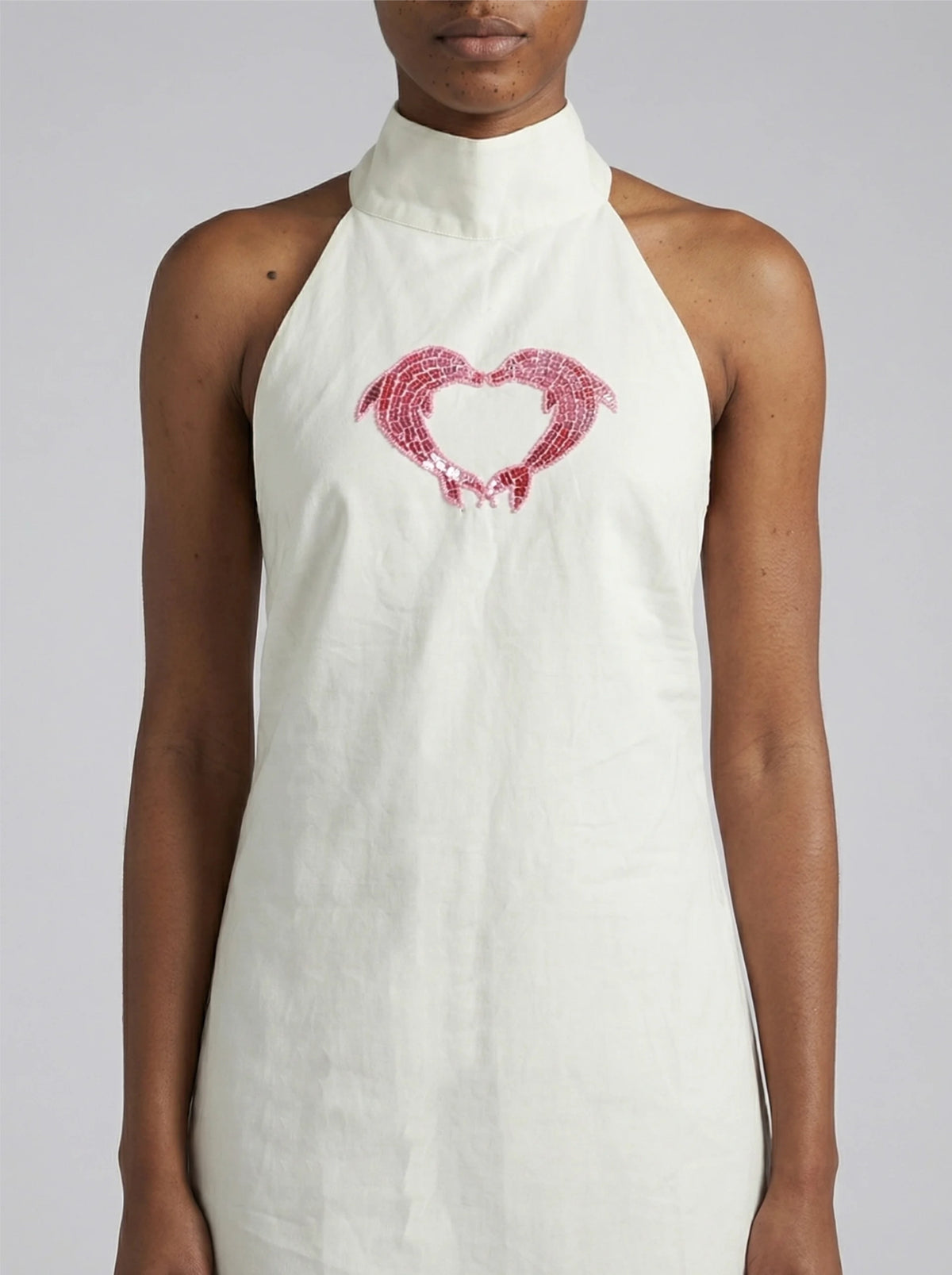Dolphin Heart Halter White Dress