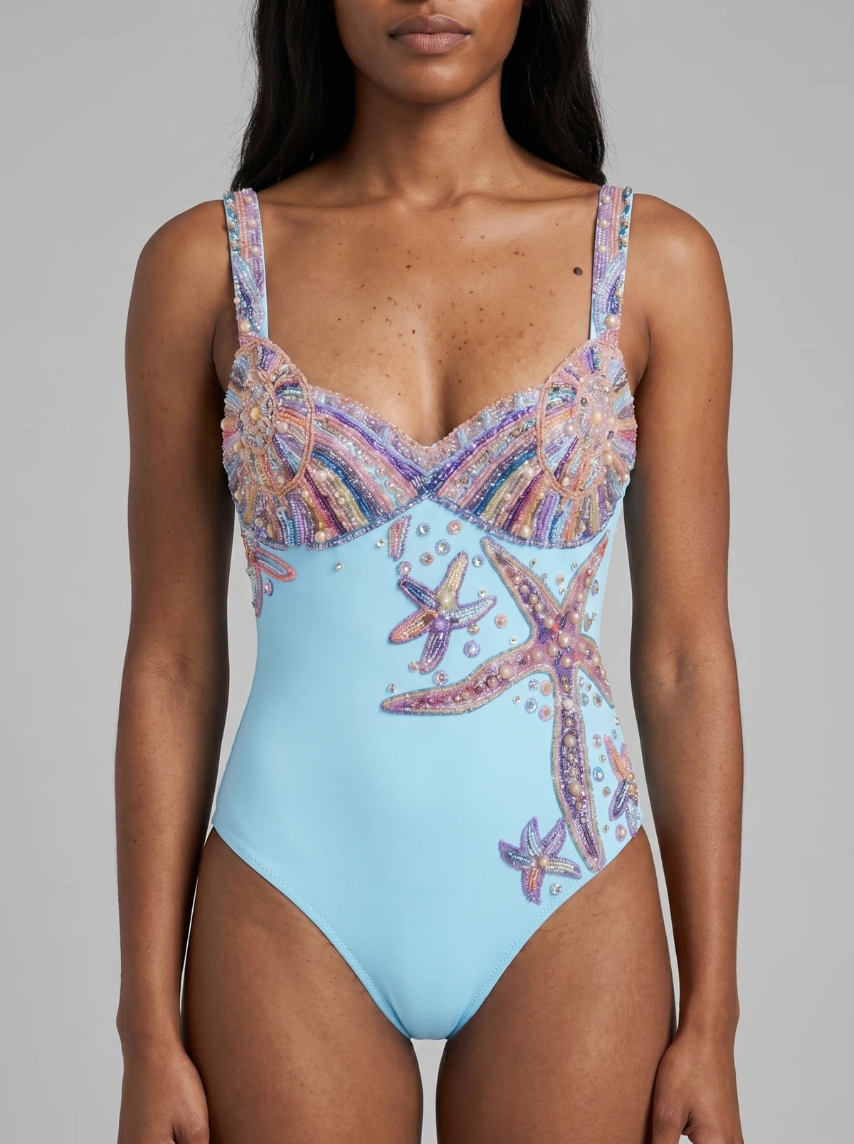 Selene Sea Shell Swimsuit | Aqua/Light Blue