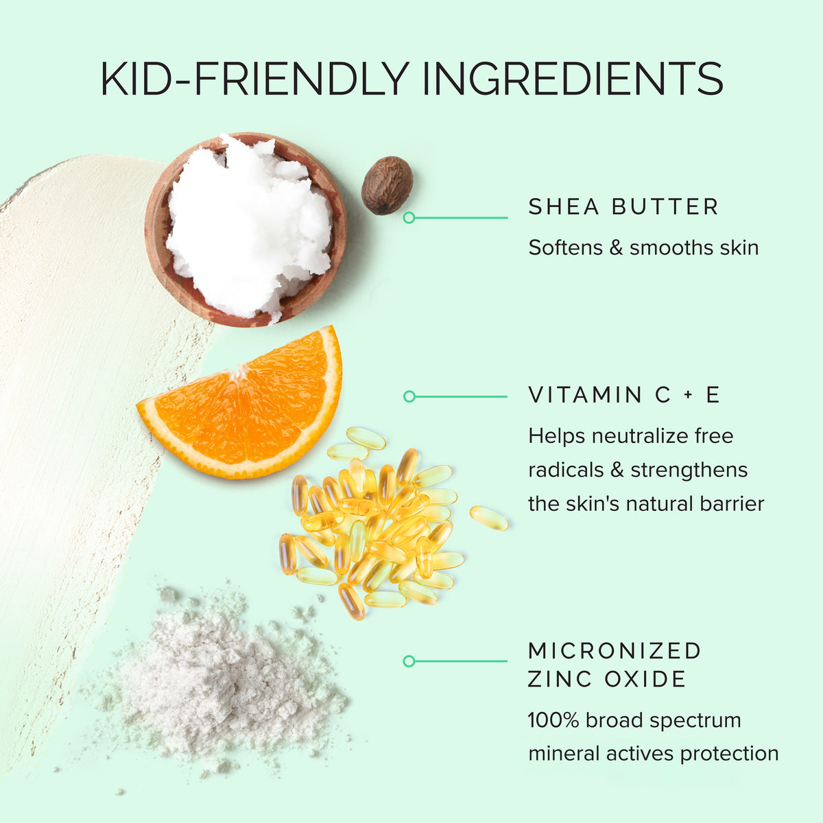 Illustration of skincare kid-friendly ingredients