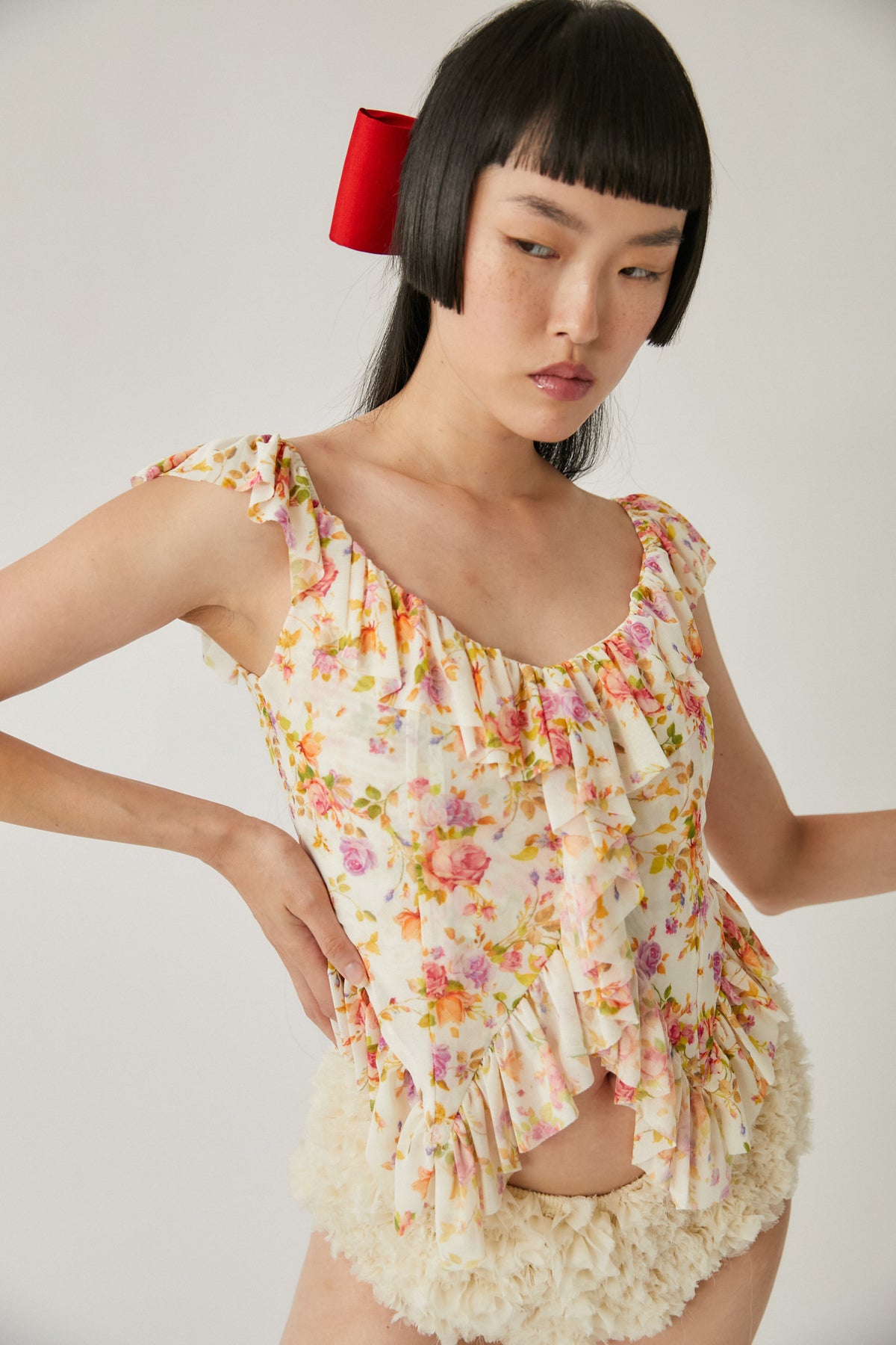Caspia Ruffle Top | Floral