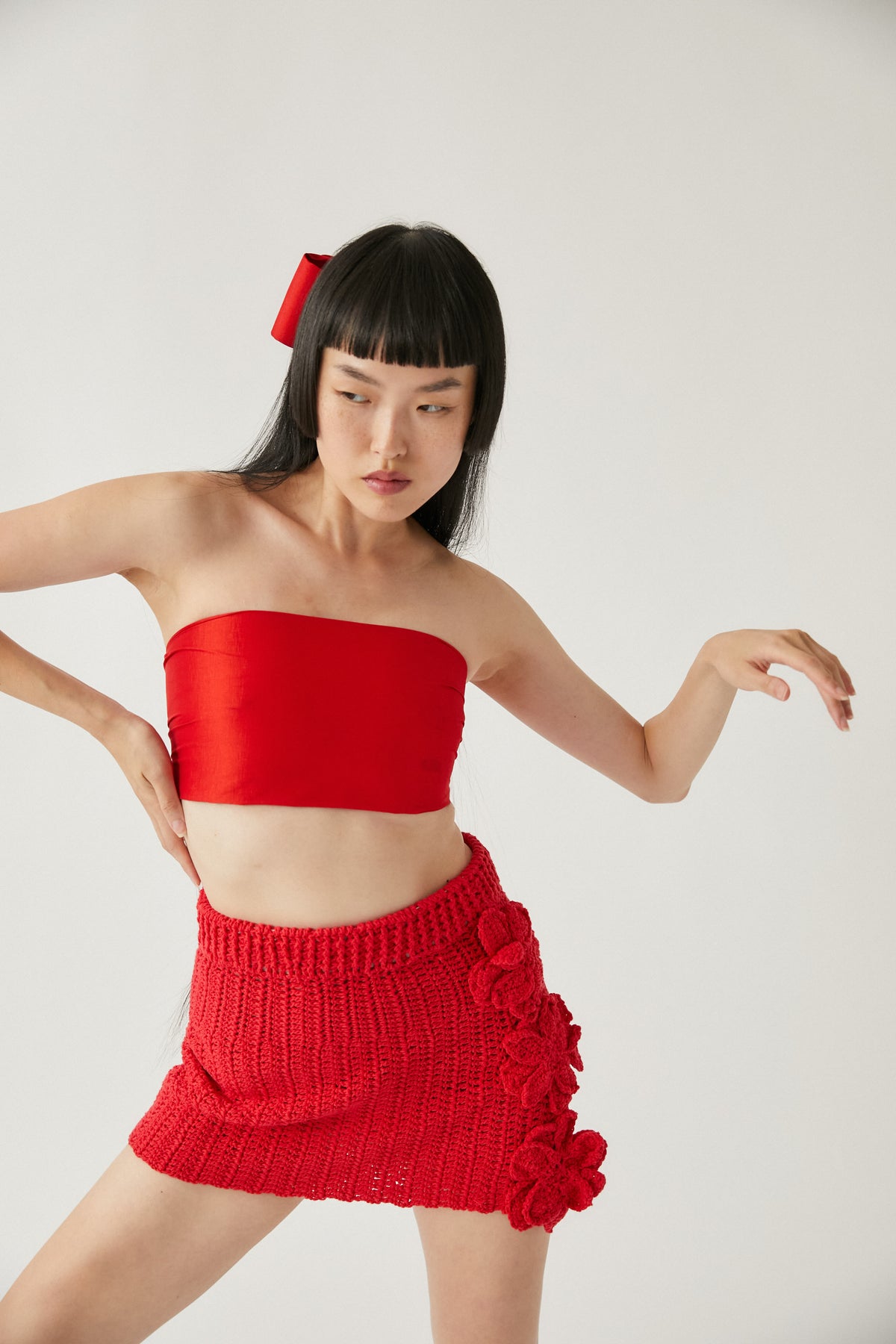Kentia Crochet Skirt | Red