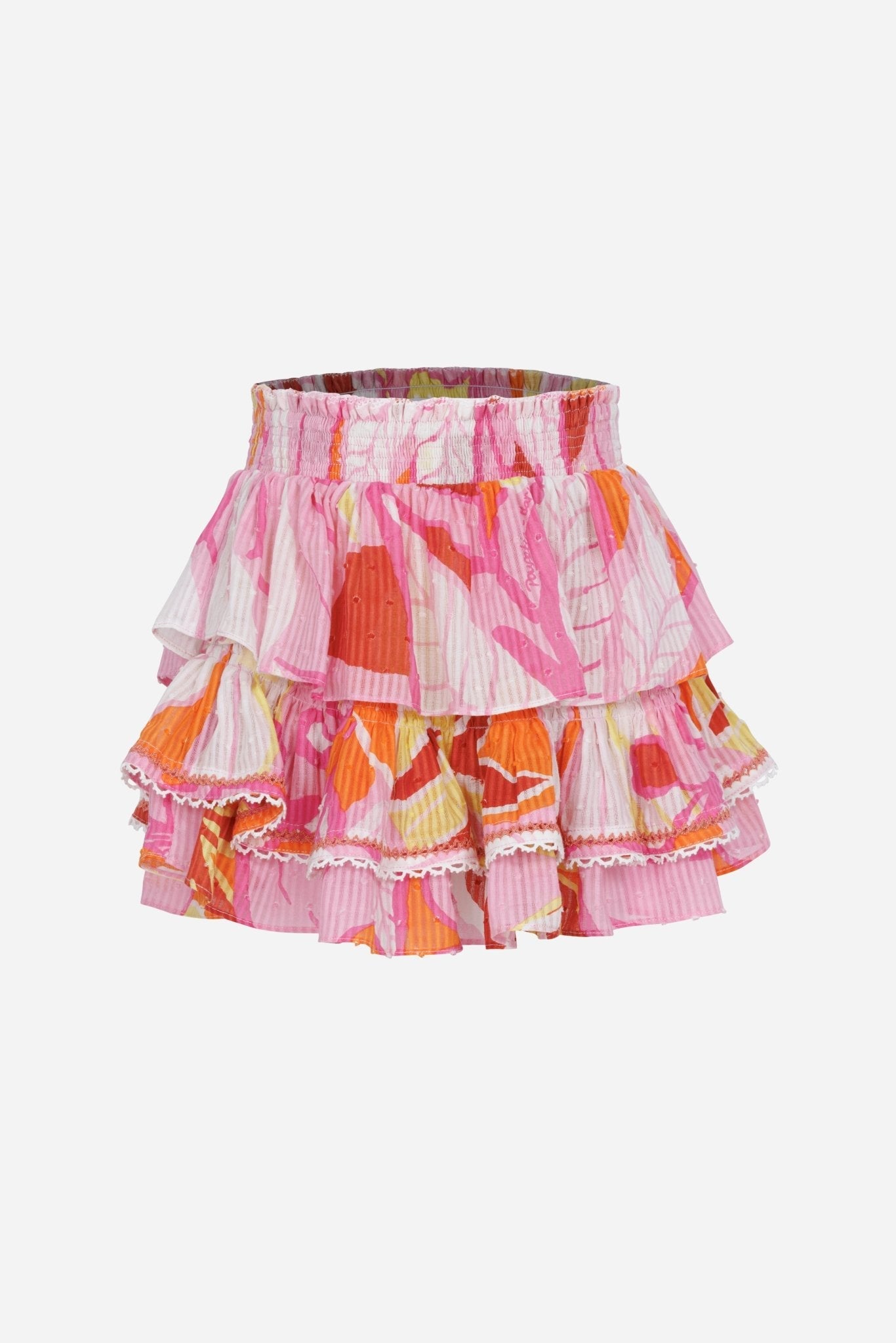 Mini Skirt Ariane for girls - Pink Macro Lilium - Poupette St Barth