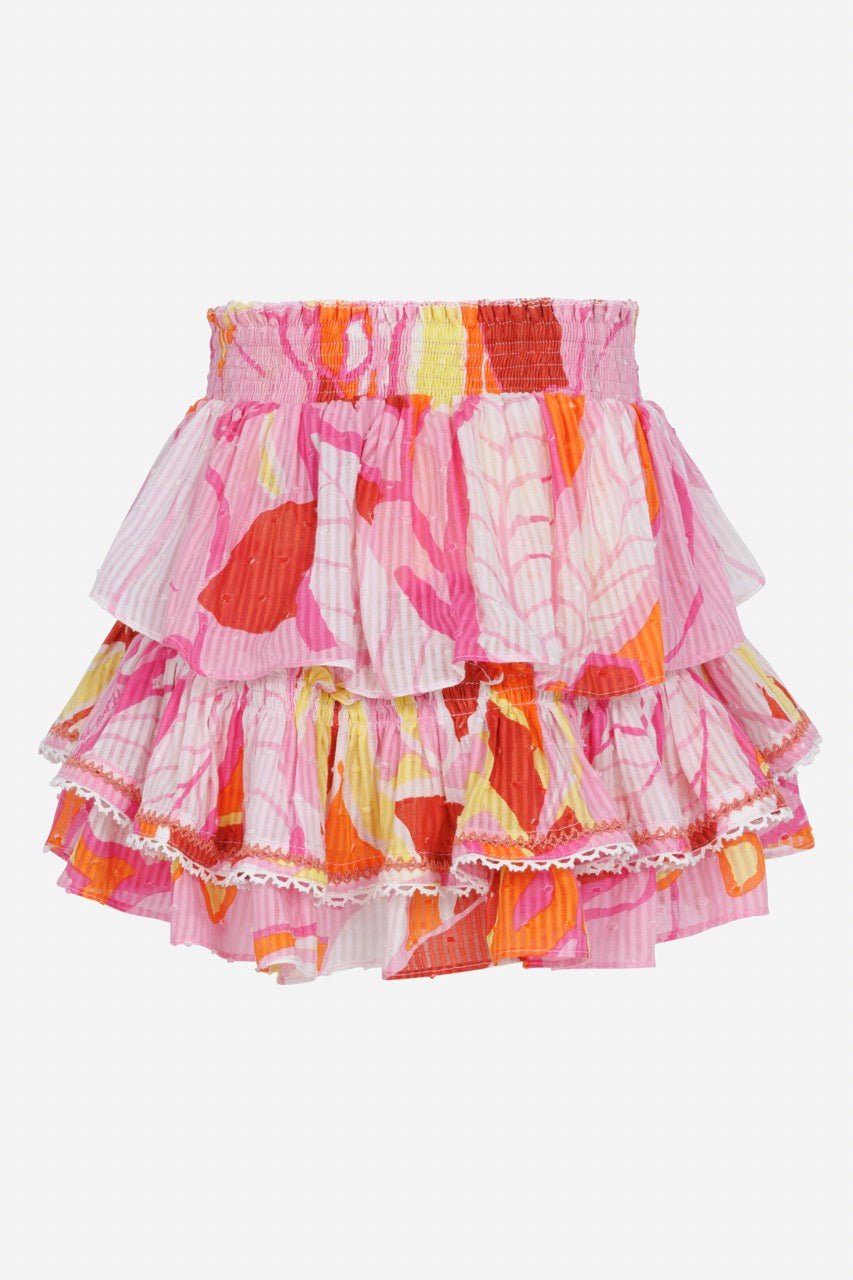 Mini Skirt Ariane for girls - Pink Macro Lilium - Poupette St Barth