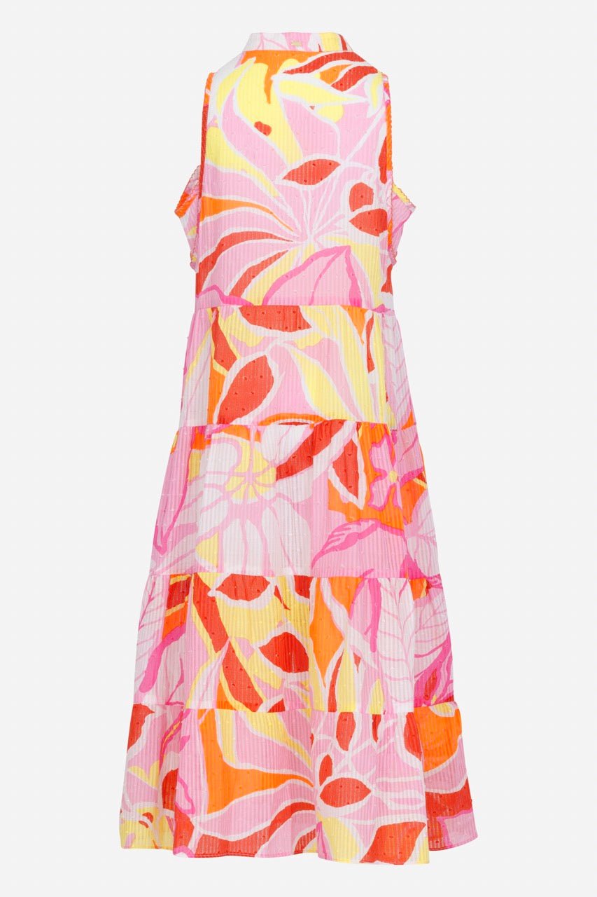 Long Dress Nana for girls - Pink Macro Lilium - Poupette St Barth