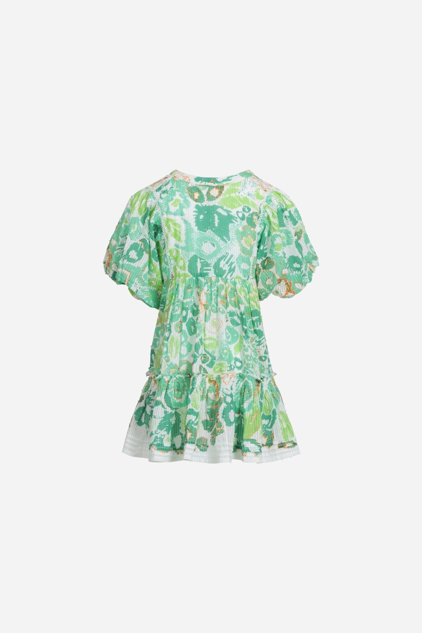 Mini Dress Aria for girls - Green Pencilleo - Poupette St Barth