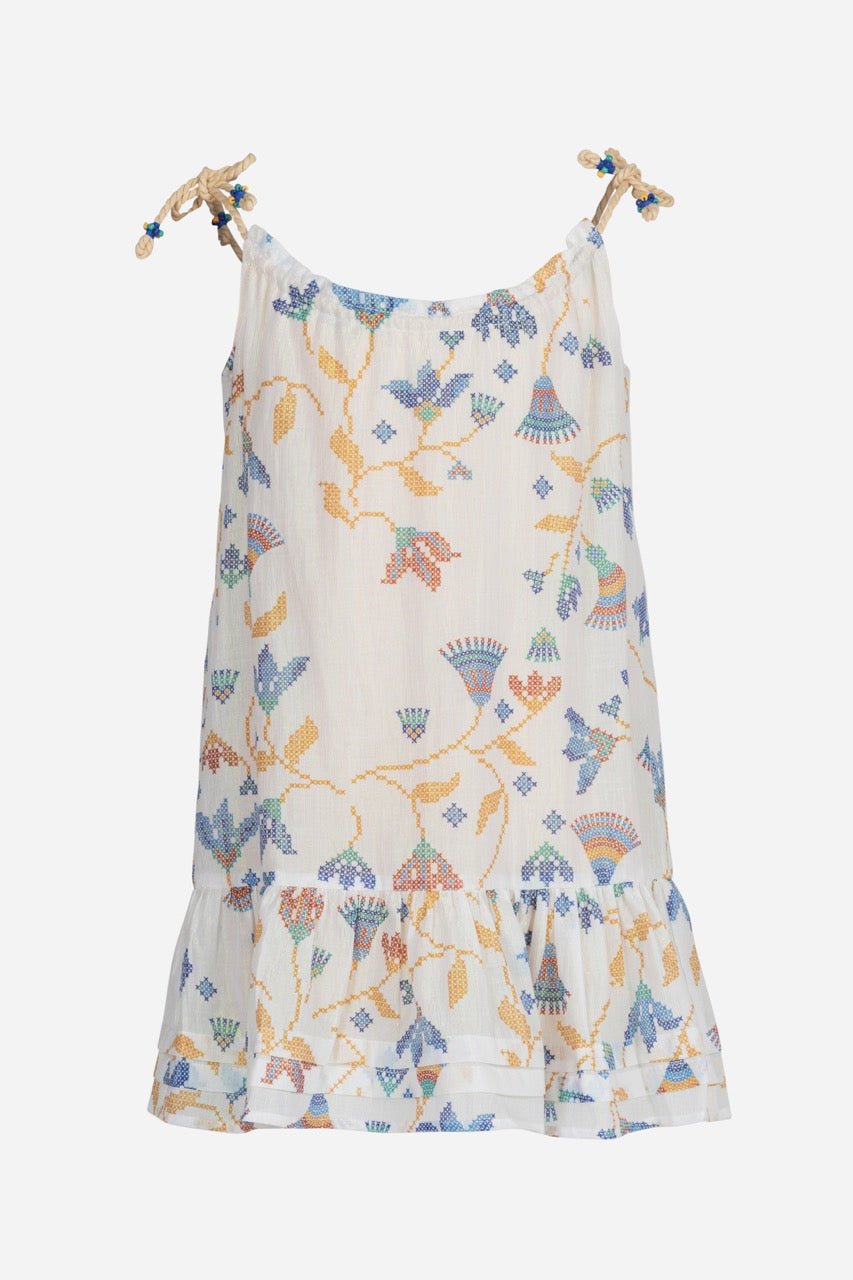 Mini Dress Billie for girls - Blue Ylang Ylang - Poupette St Barth