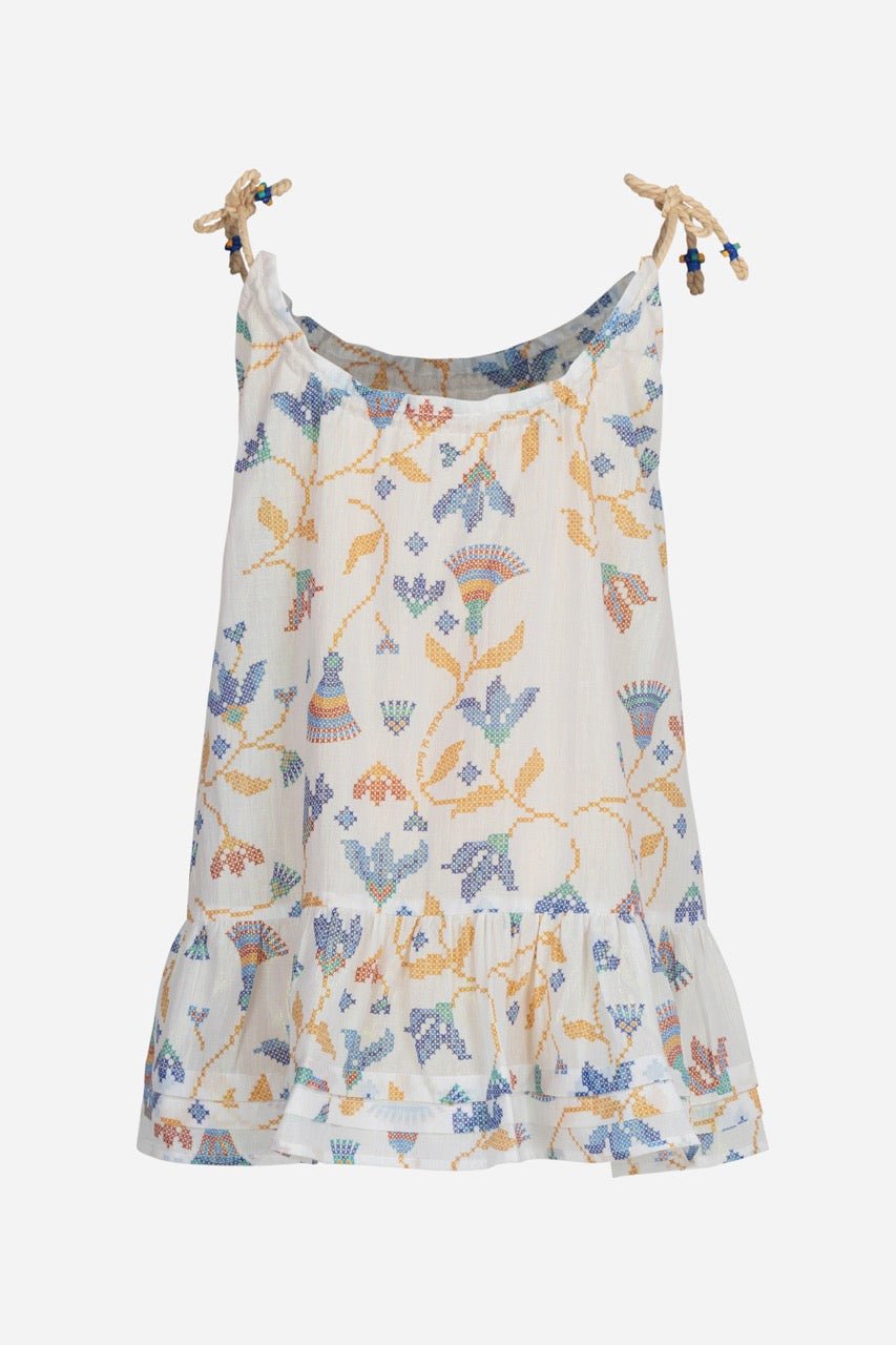 Mini Dress Billie for girls - Blue Ylang Ylang - Poupette St Barth