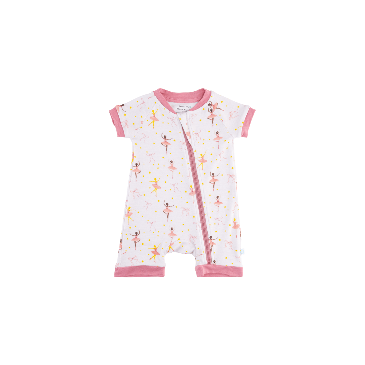 Baby Short-Sleeve Bamboo Romper - Ballerina