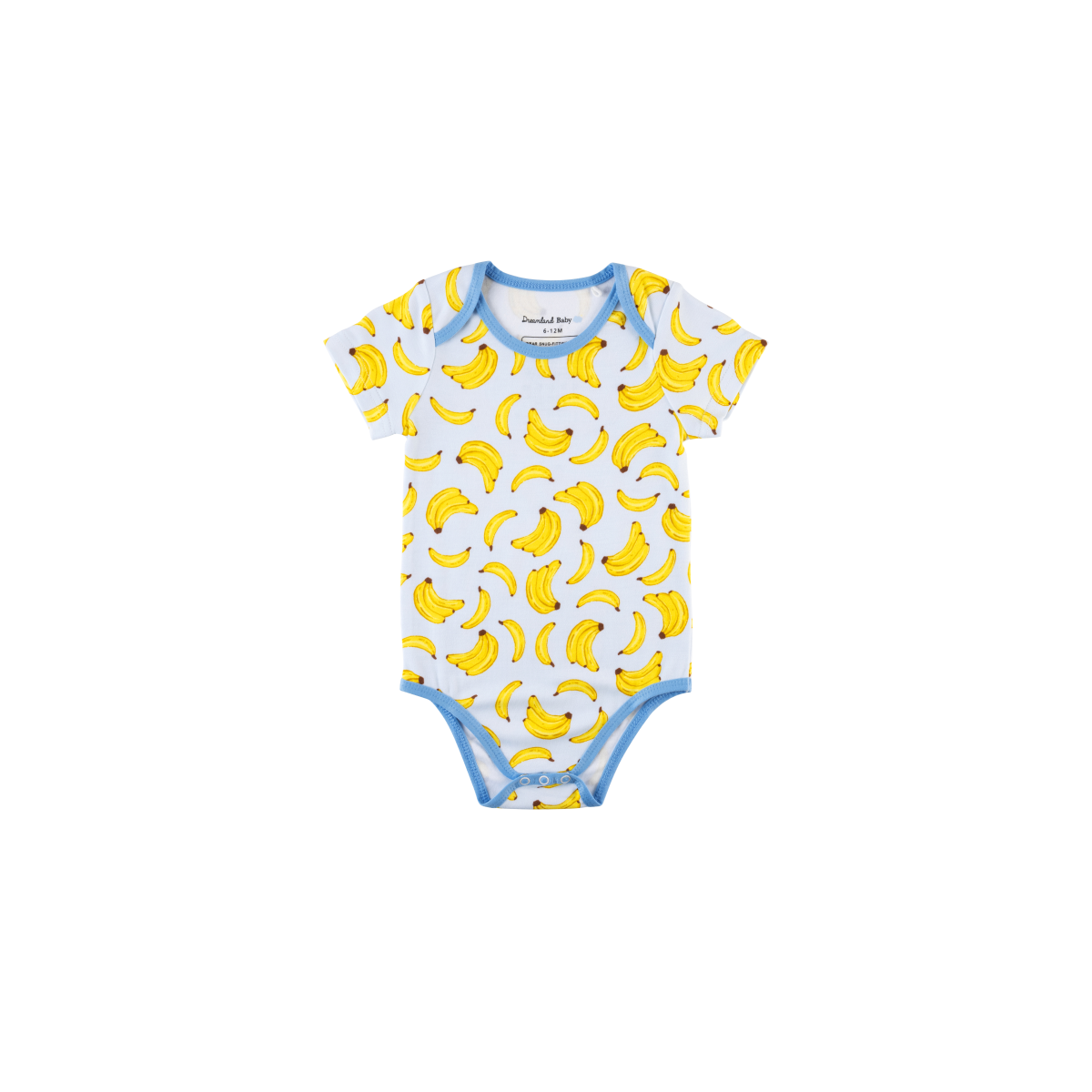 Baby Short-Sleeve Bamboo Bodysuit - Blue Bananas