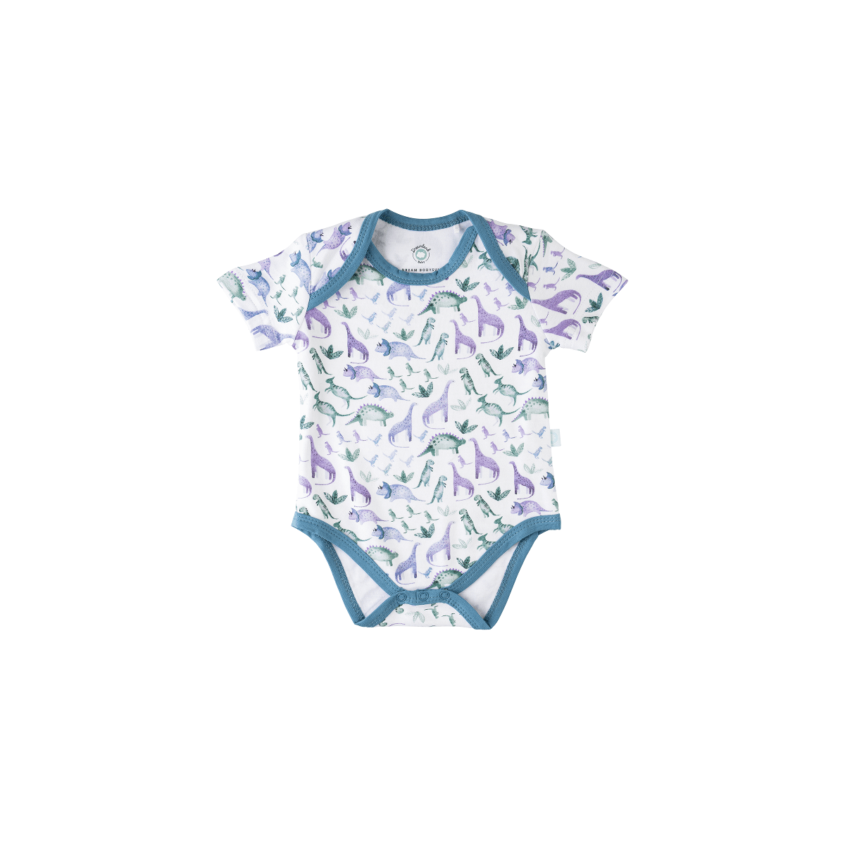 Baby Short-Sleeve Bamboo Bodysuit - Dino Blue