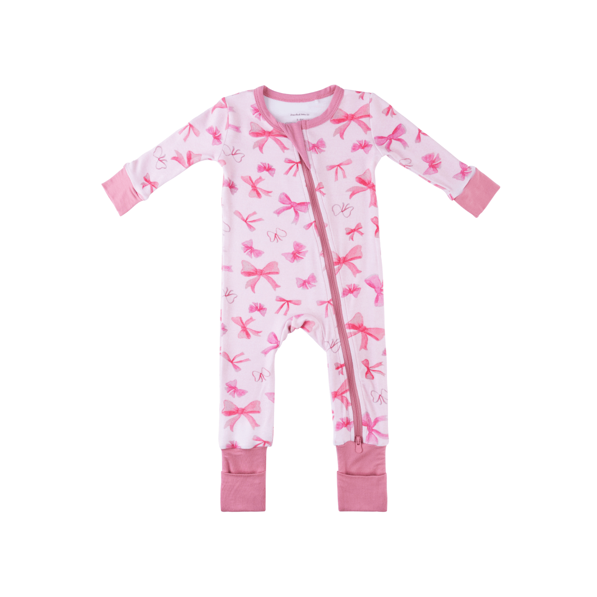 Baby Bamboo Pajamas w/ DreamCuffs® - Pink Bows