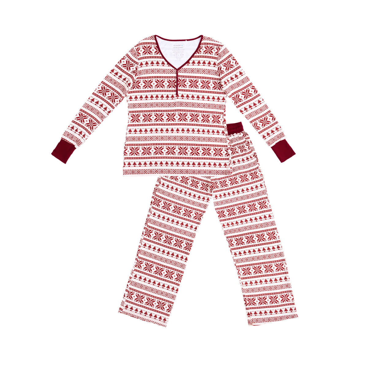 Women's Adult Bamboo Pajamas - Fair Isle Cranberry