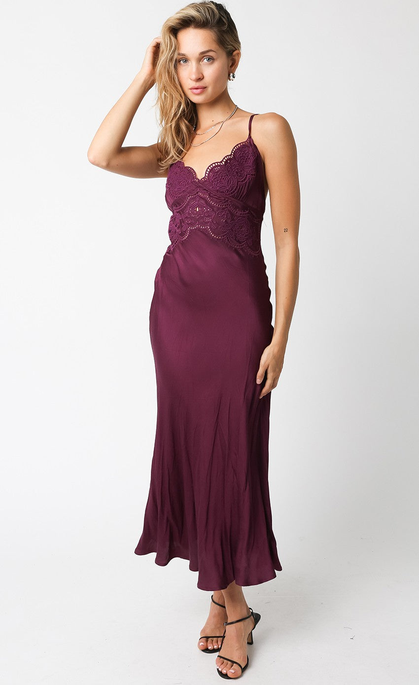 Heidi Silk Midi Dress | Olivaceous