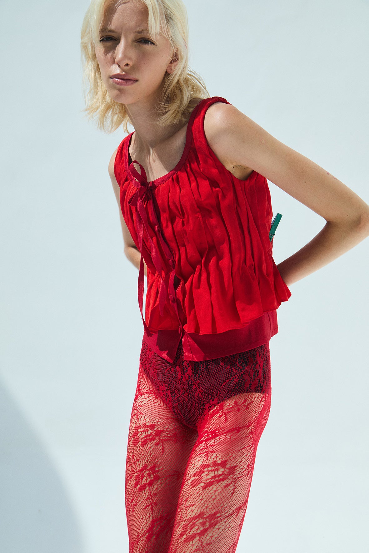 Bluma Draped Chiffon Top | Red