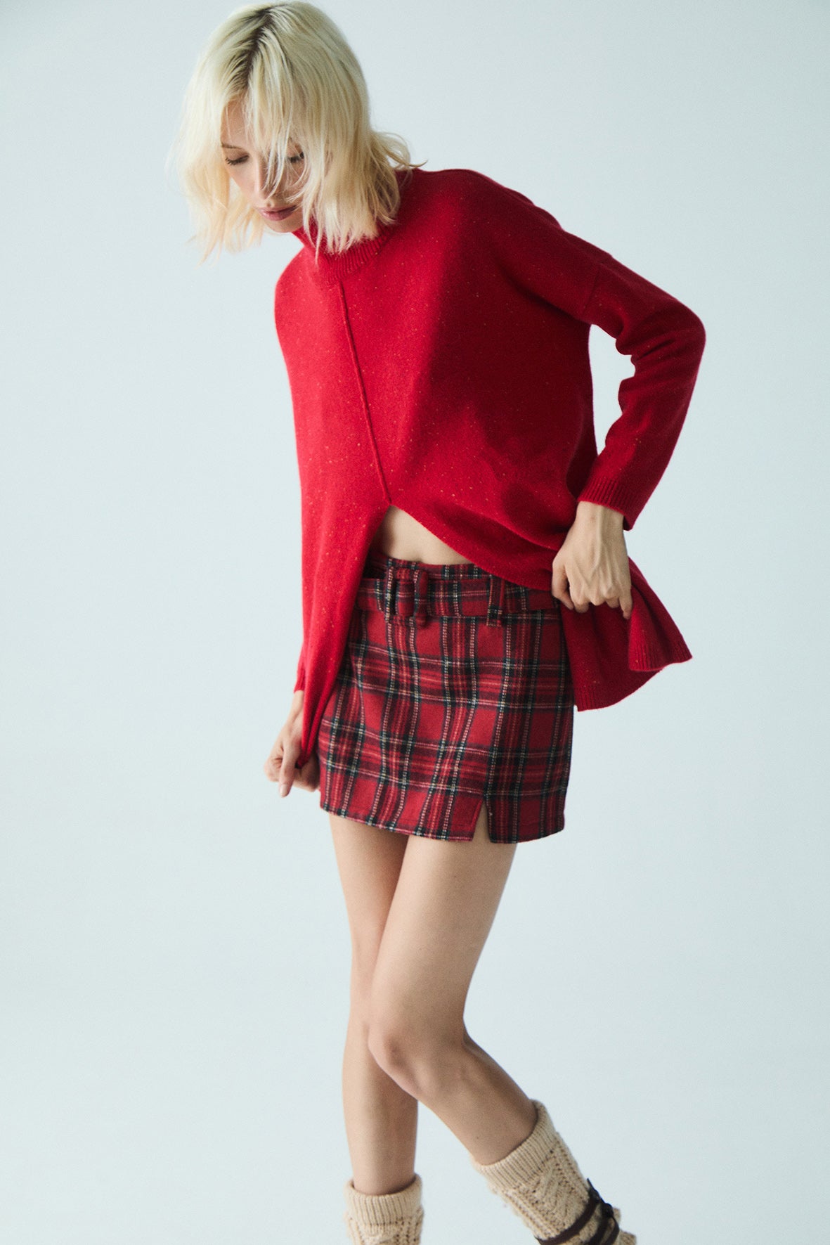 Willow Plaid Mini Skirt | Red Tartan
