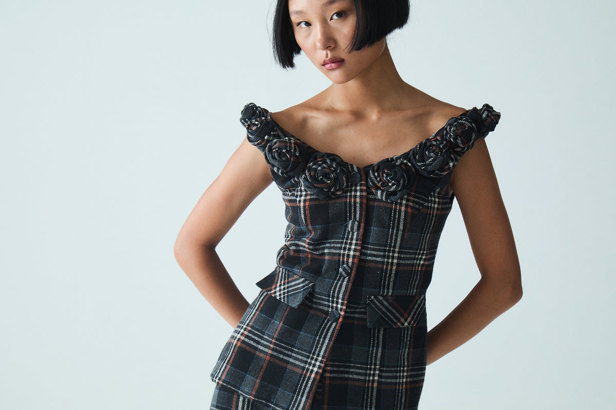 Malia Blouse Wool Blouse | Blue Tartan