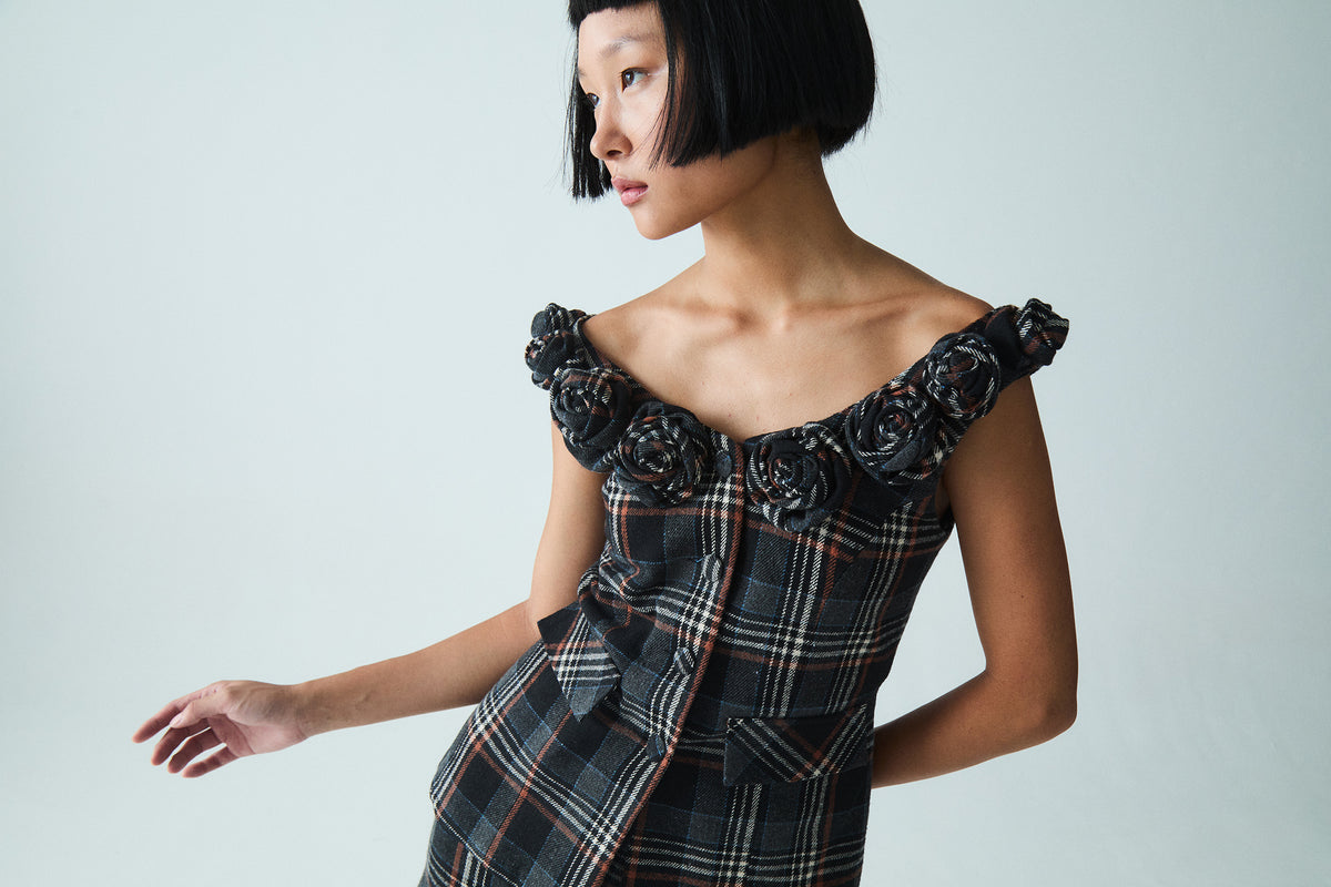 Malia Blouse Wool Blouse | Blue Tartan