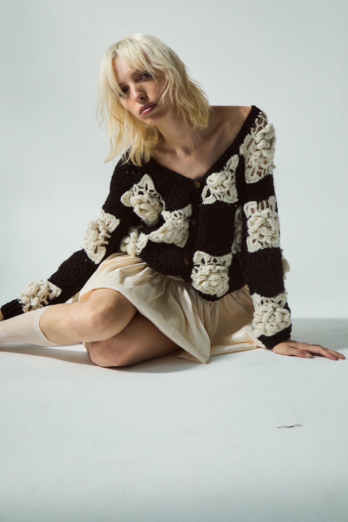 Belinda Crochet Cardigan | Black & White