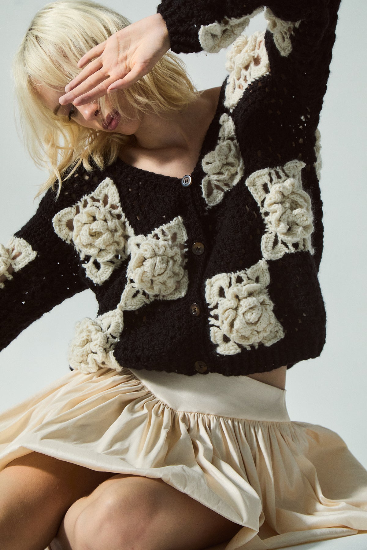 Belinda Crochet Cardigan | Black & White