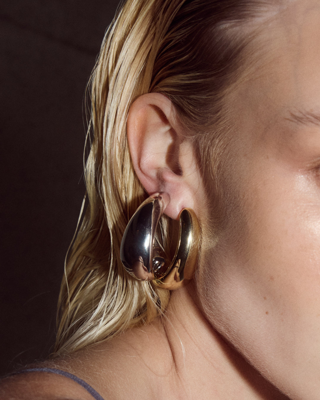 Luv Aj Chrome Orb Hoops on Model