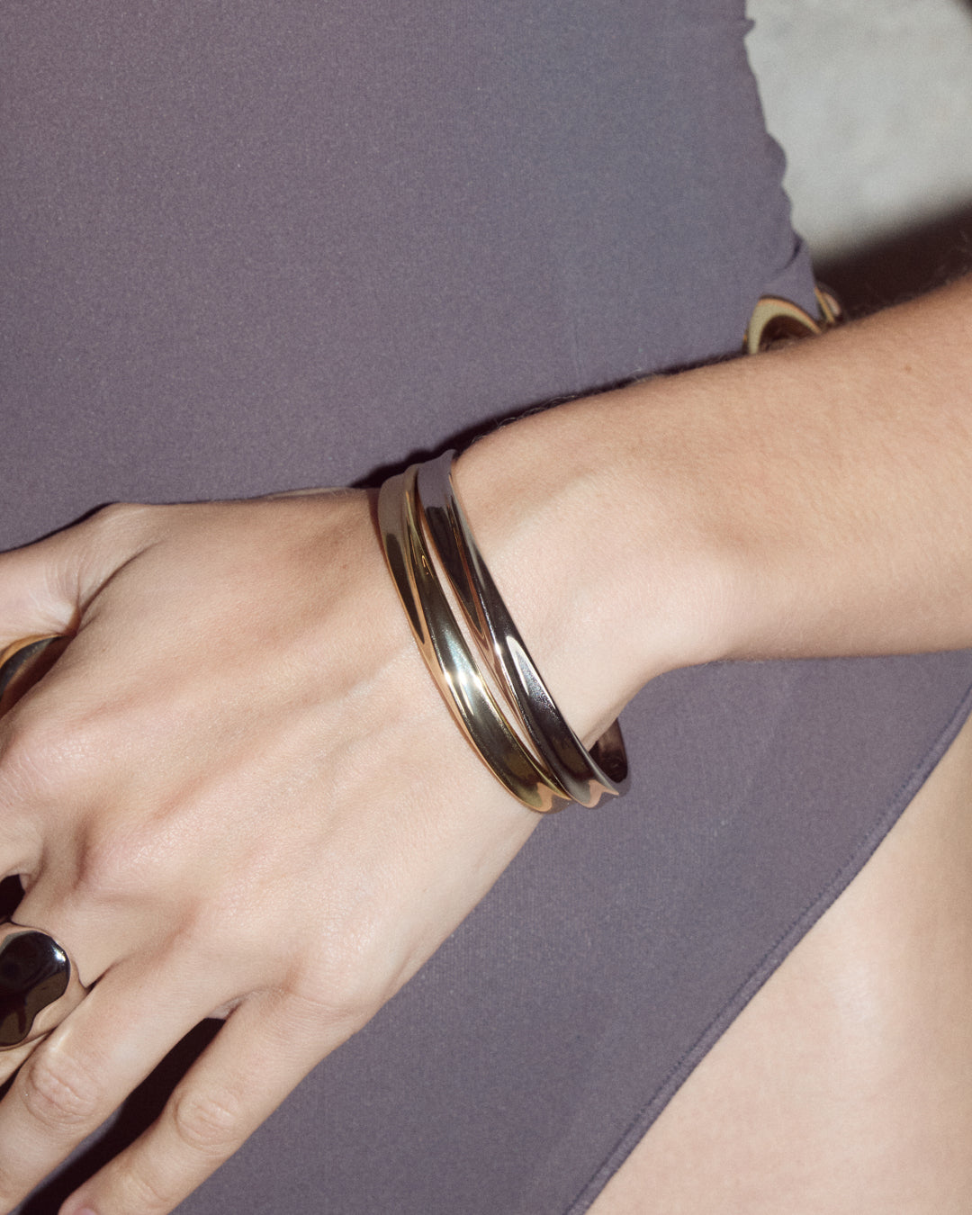 Luv Aj Mercury Disc Bangle on Model
