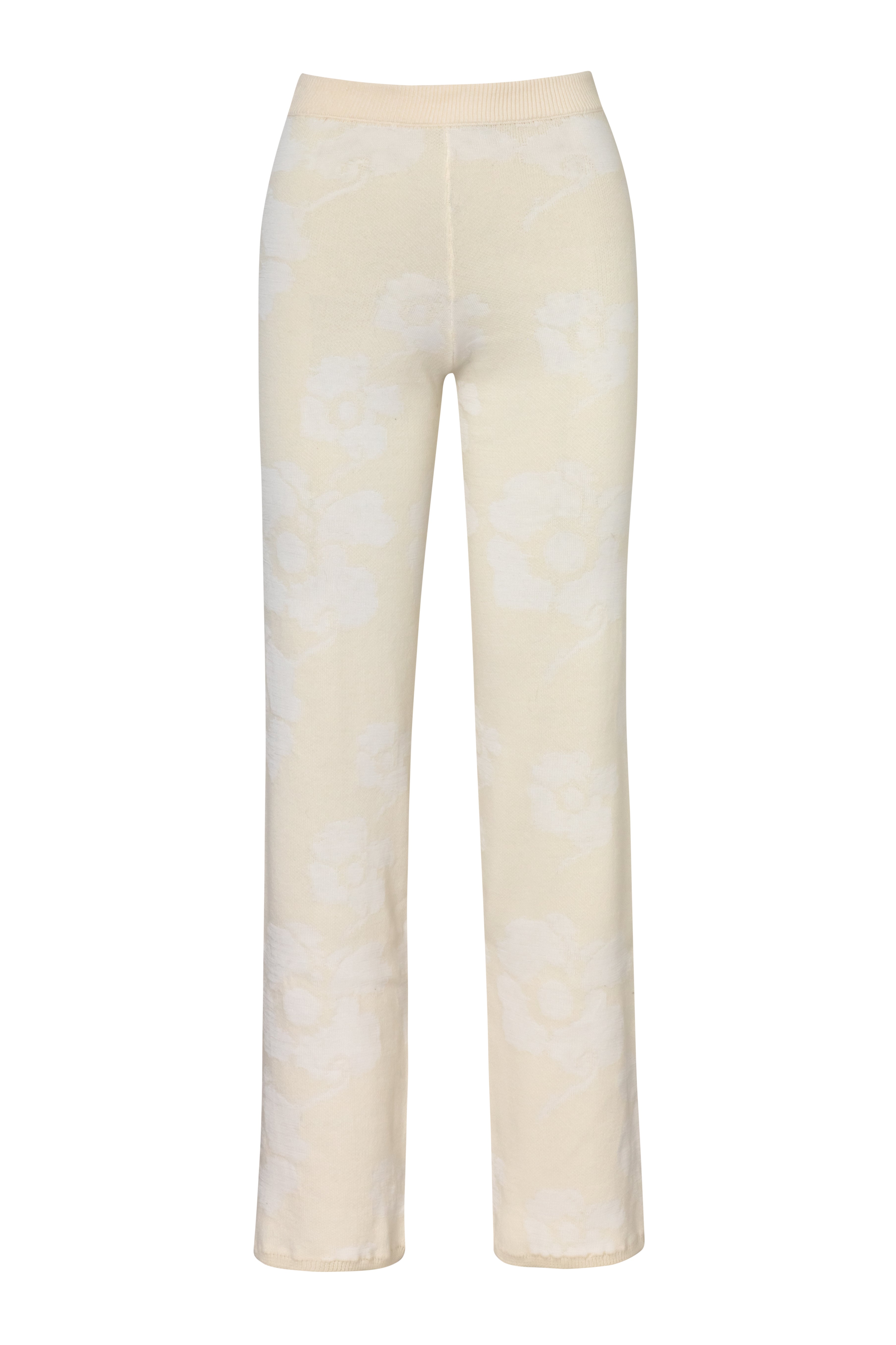 Alba Knit Cotton Jacquard Pants / Ivory Maxi Flowers