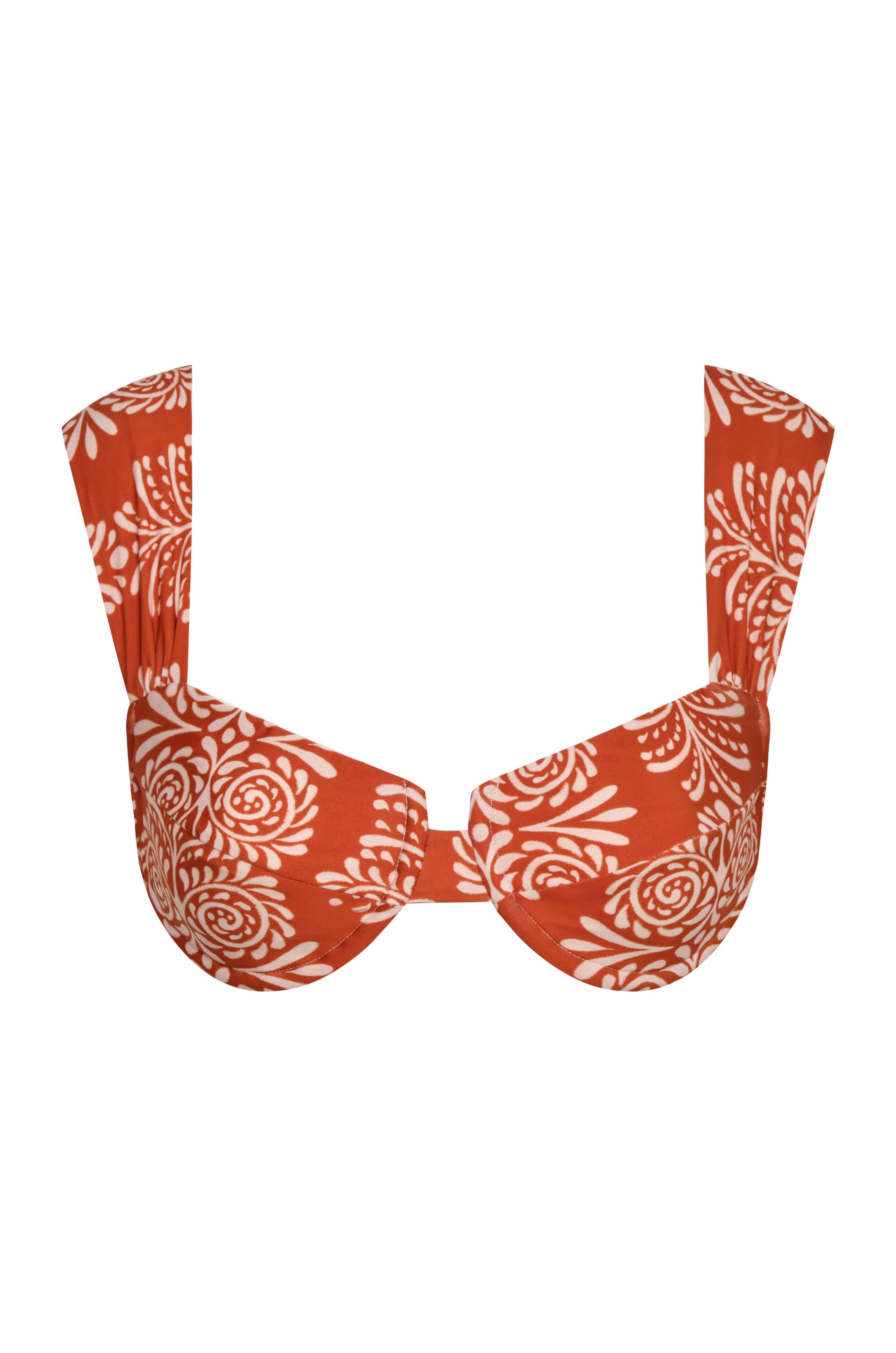 Sabina Top / Red Arabesque - Orange Stripes