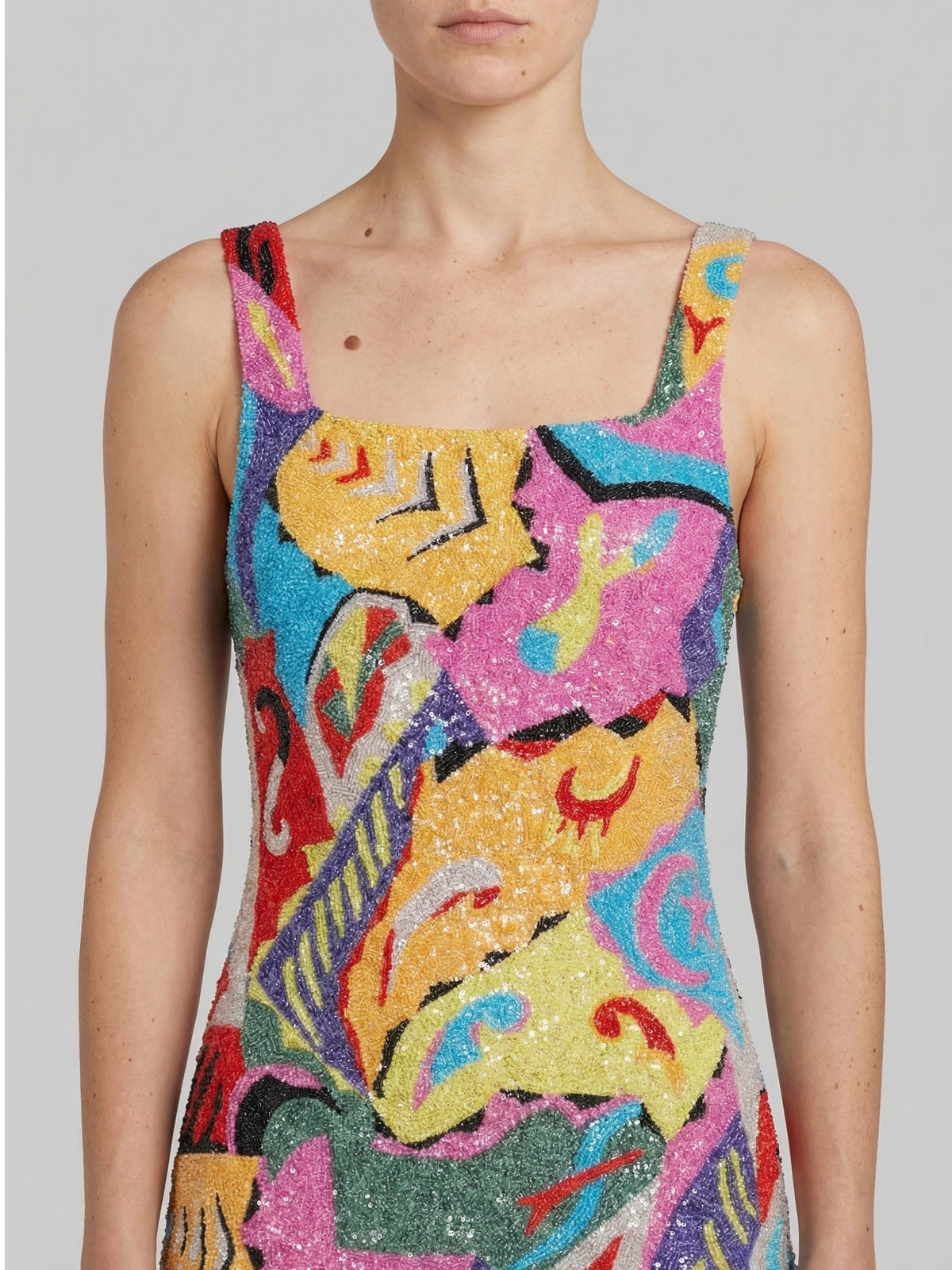 Boston Vibrant Hand-Beaded Dress | Multi Coloured