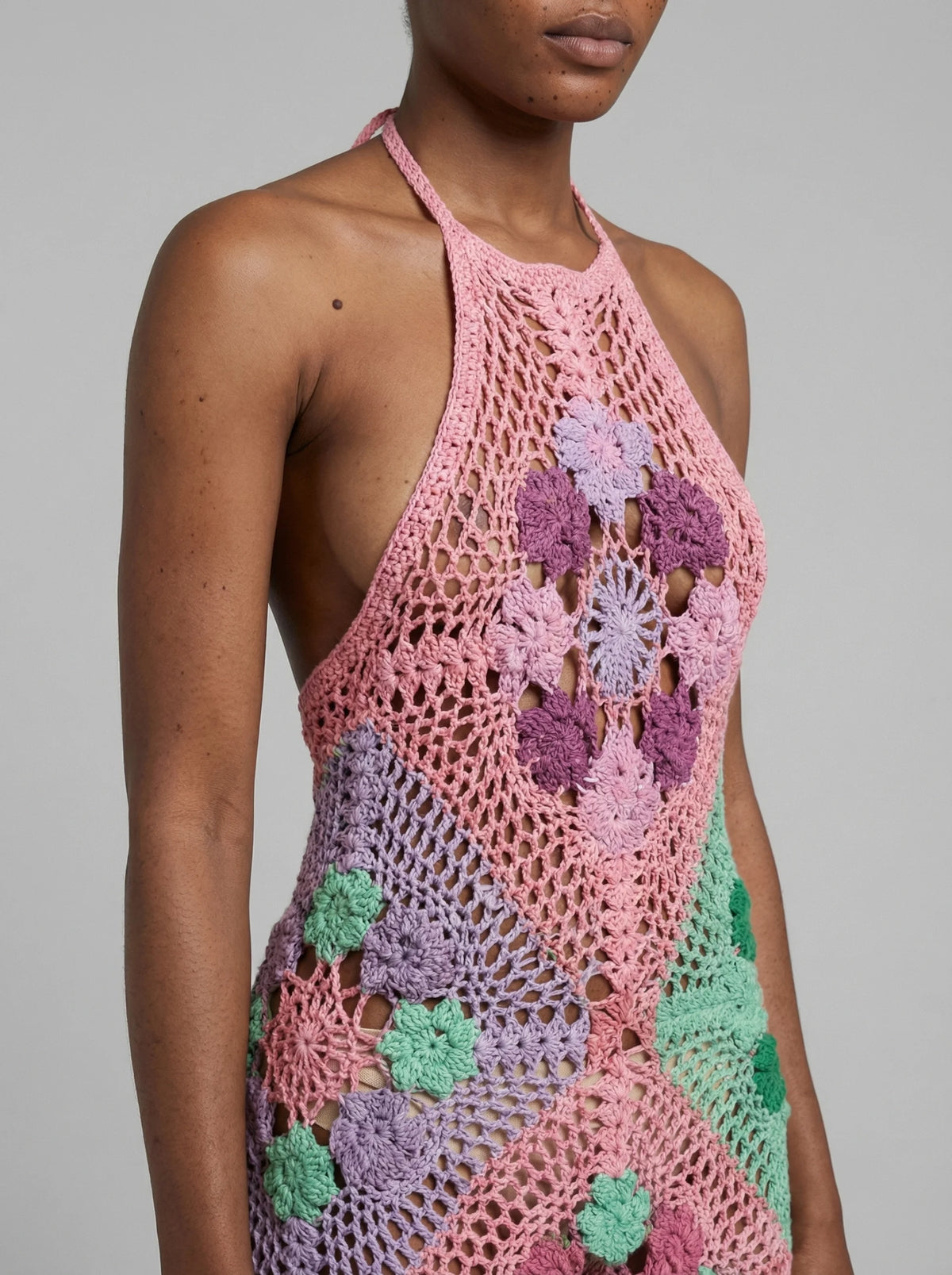 Rowan Halter Maxi Crochet Dress Multi