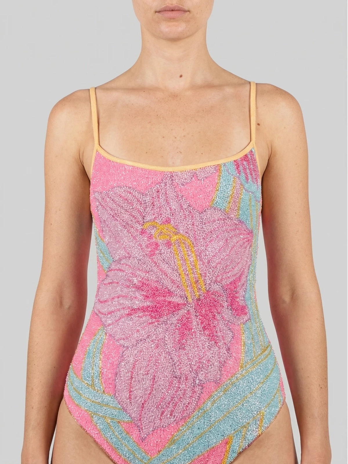 Tiffany Beaded Swimsuit Pink Oceanus x By Poppy