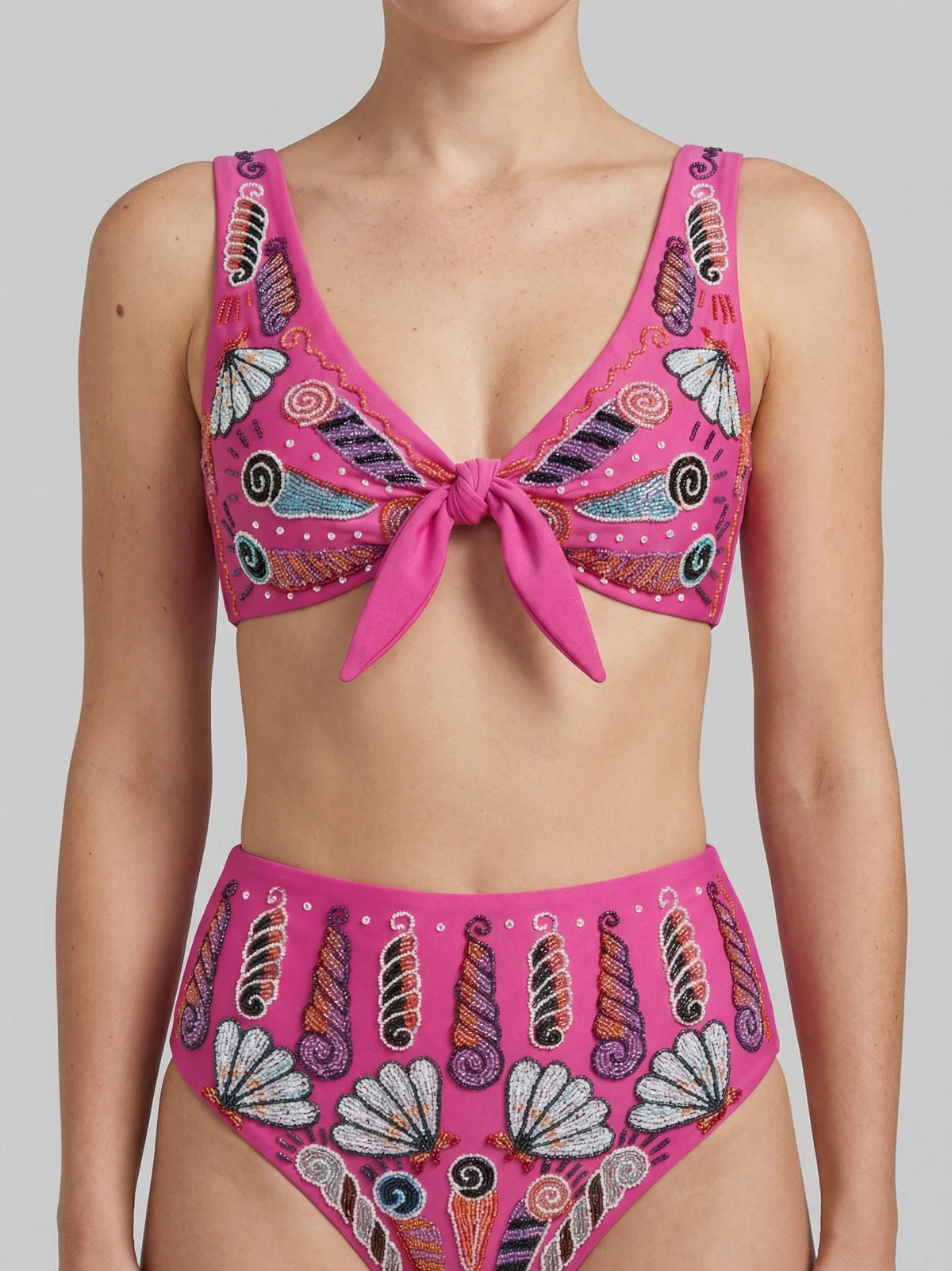 Oceanus X Zandra Rhodes Nebula Shell Bikini Set | Fuschia