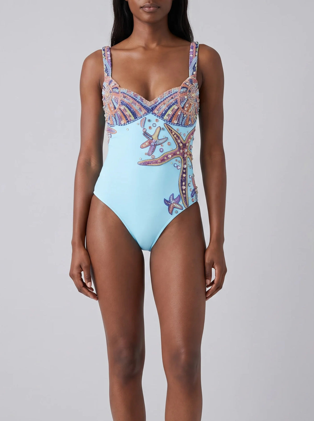 Selene Sea Shell Swimsuit | Aqua/Light Blue