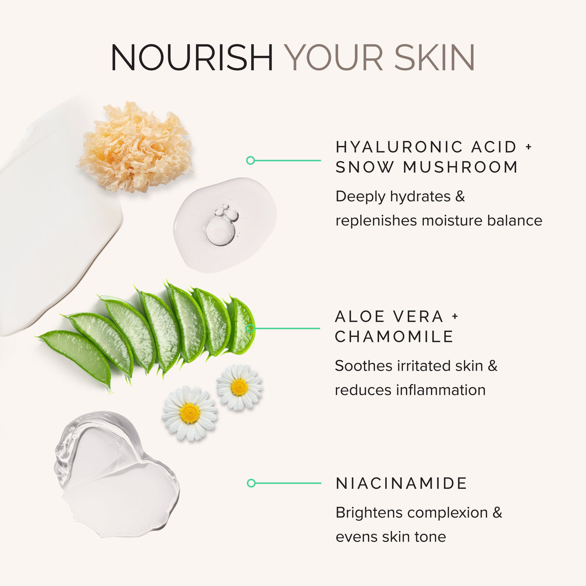Skincare product with ingredients