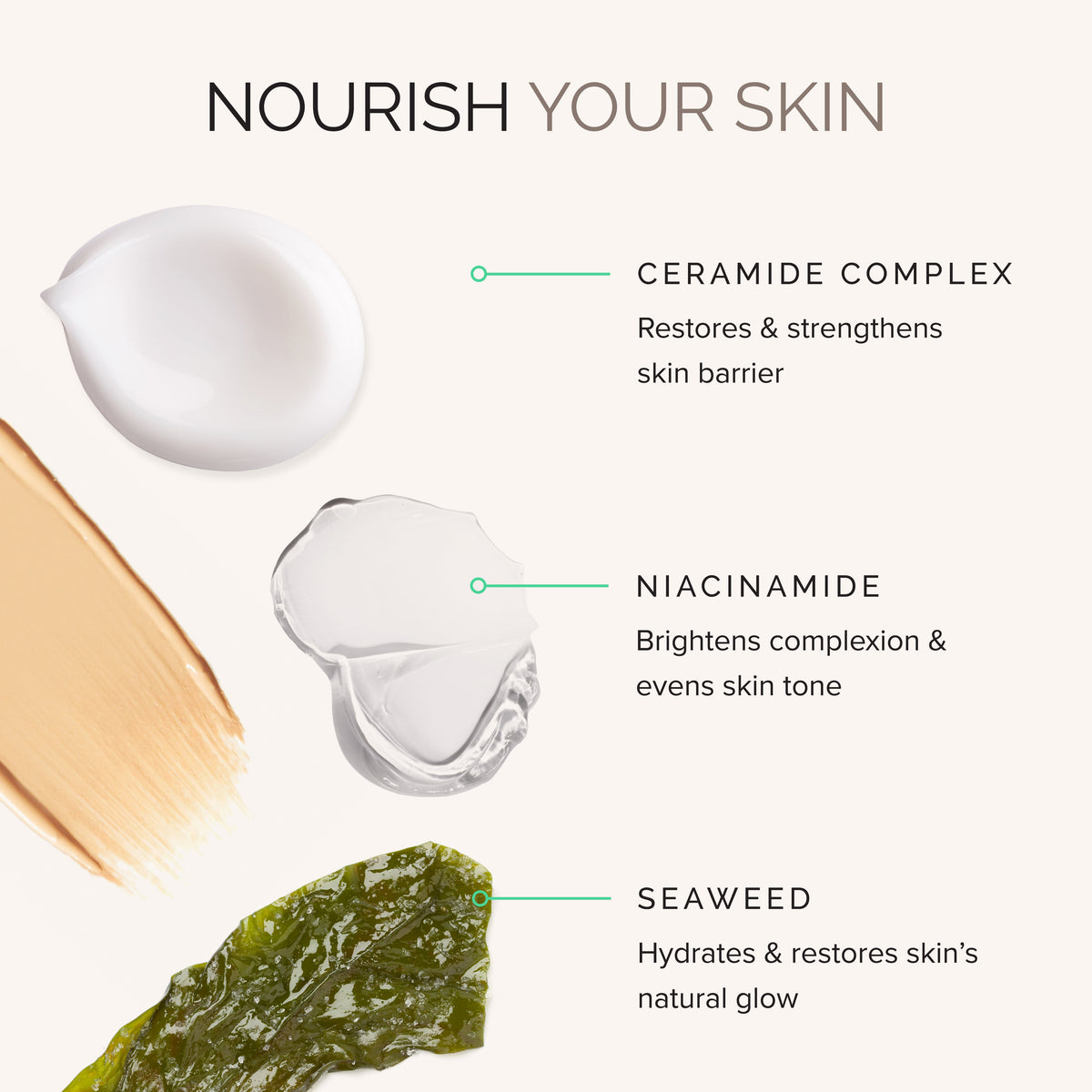 Skincare product with ingredients and benefits 