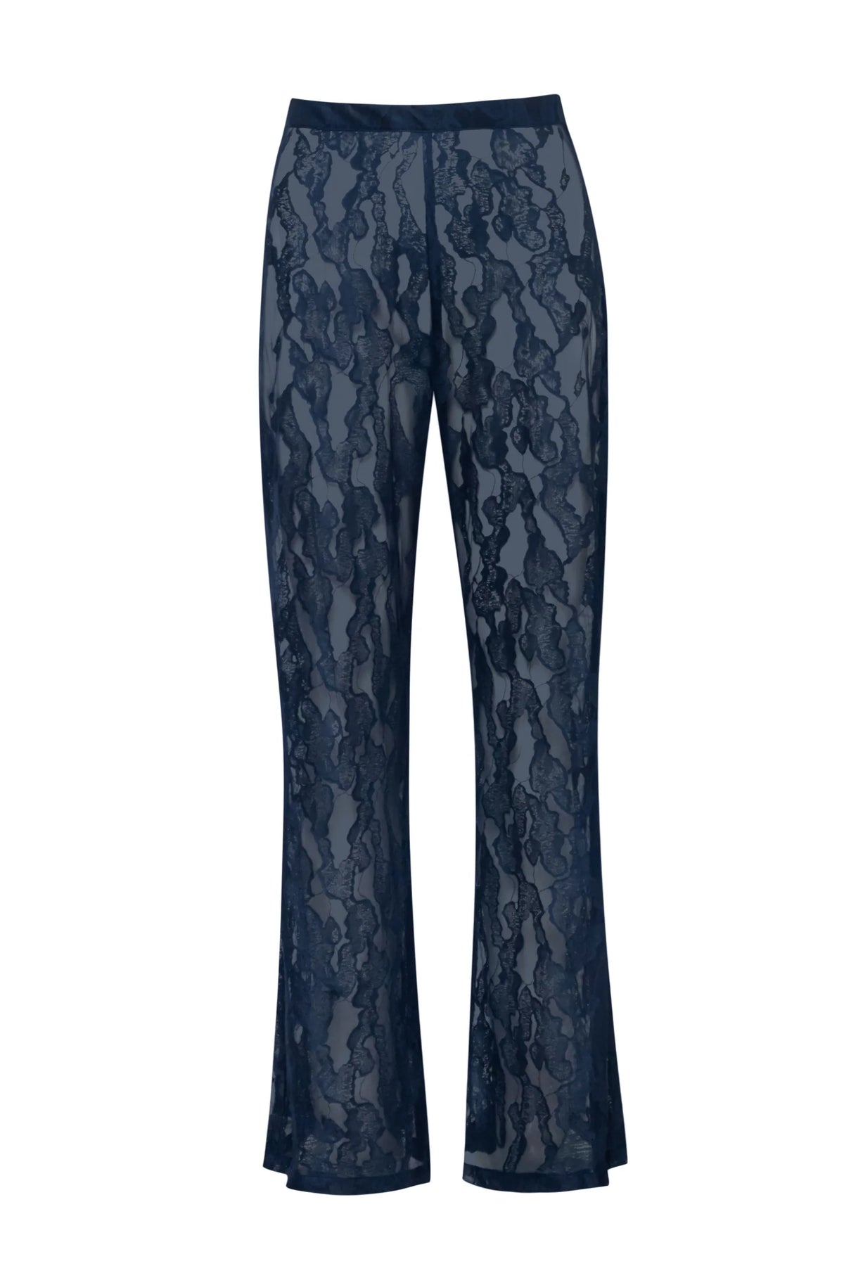Night blue Porto Pants, front view with Reinforced waistband and fluid fall.