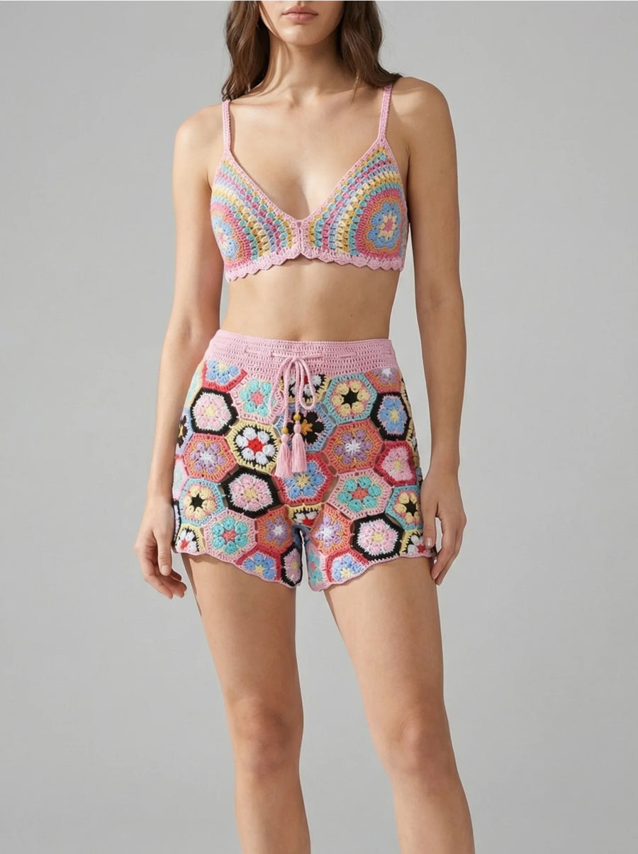 Hexa Bloom Crochet Shorts