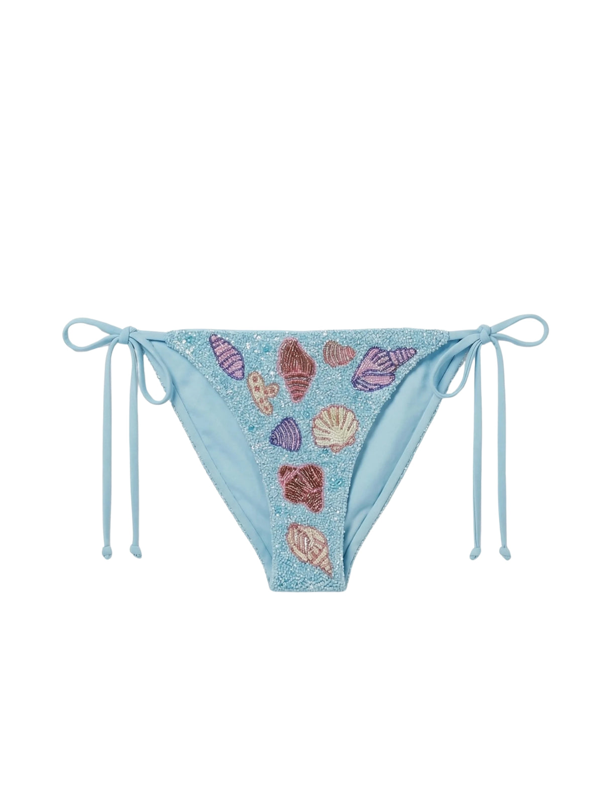 Shell Beaded Bikini Bottom Blue