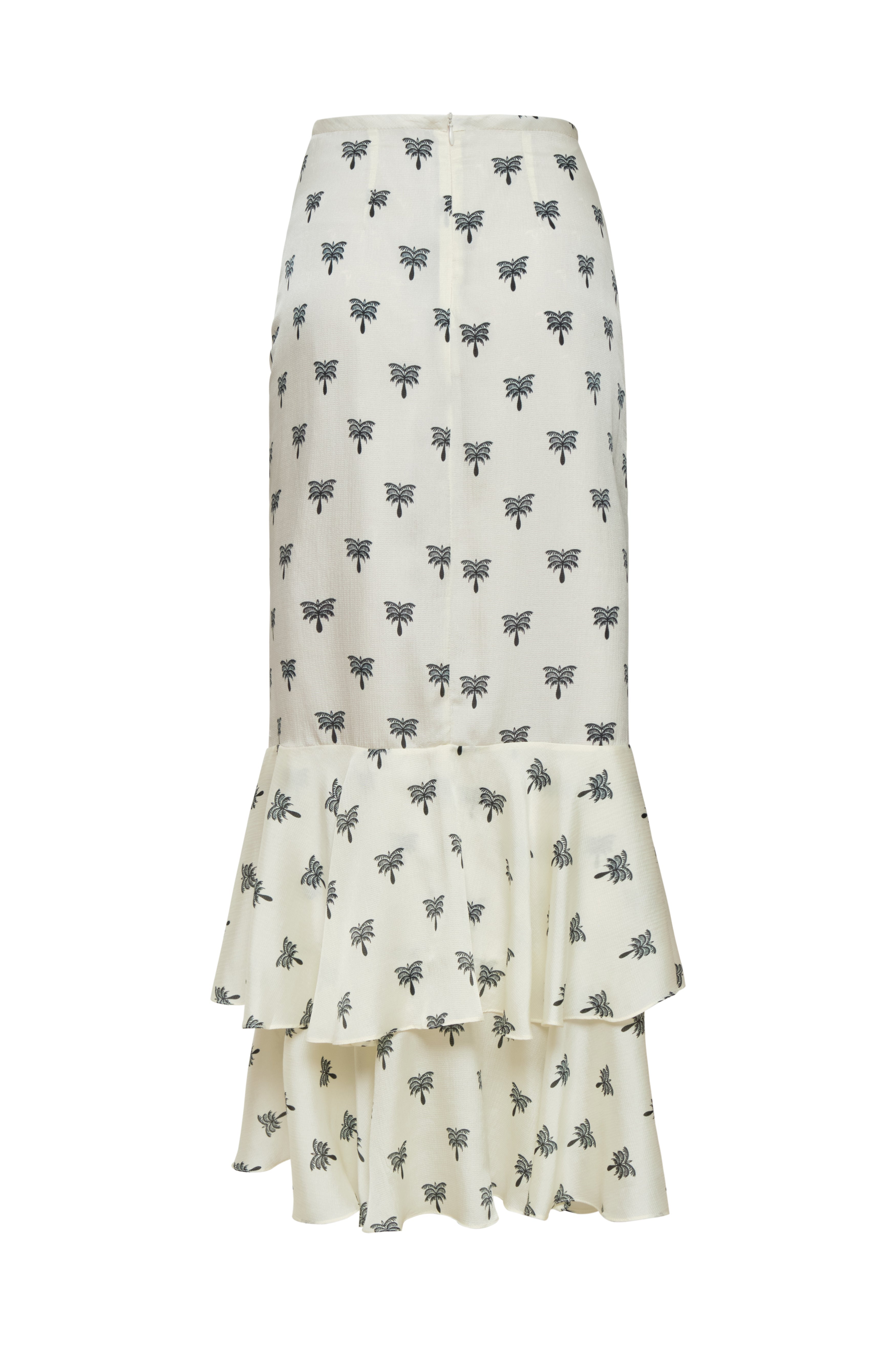 Sevilla Martellato Silk Skirt / Ivory - Black Polka Palms