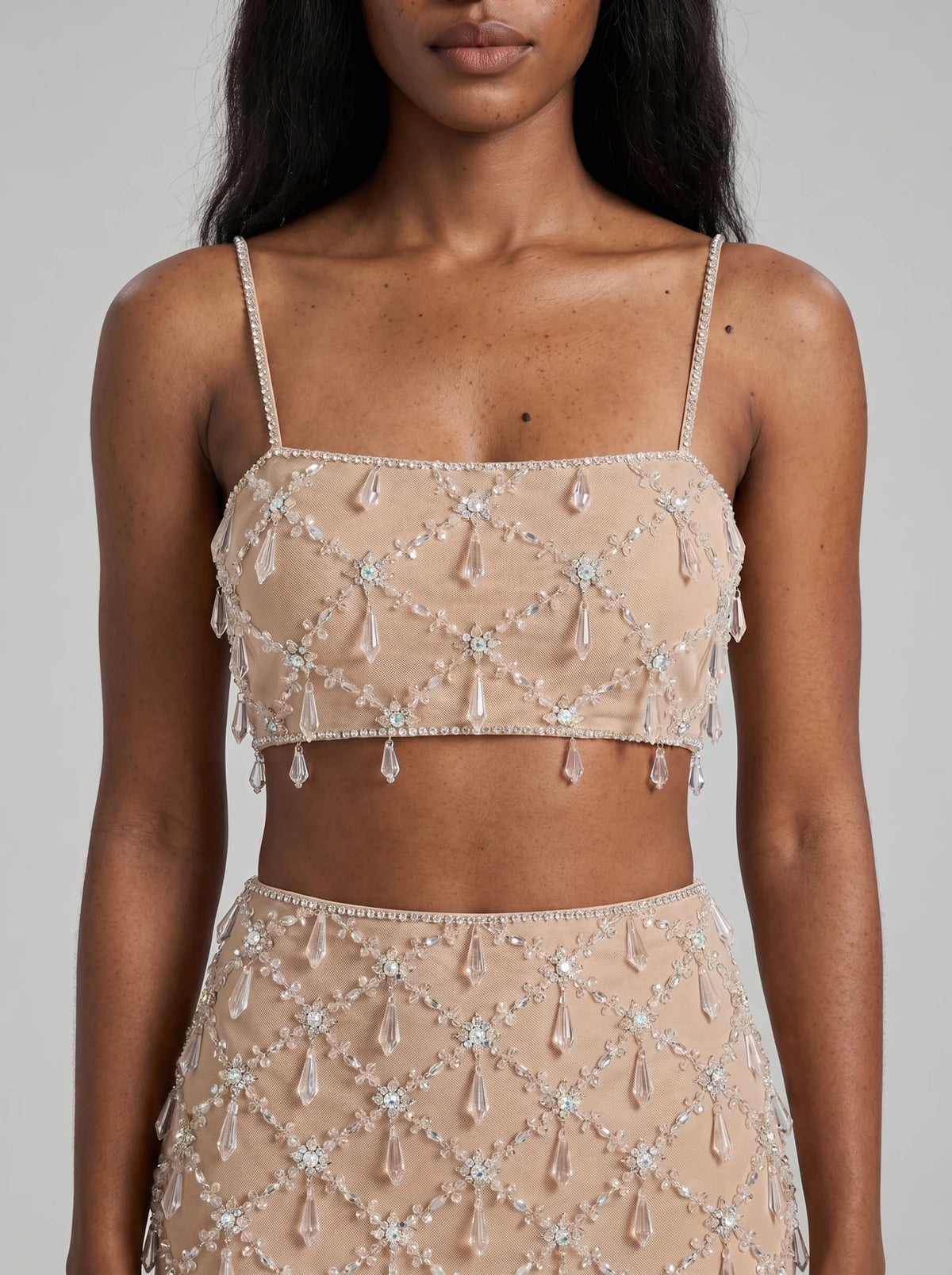 Calliope Luxury Crystal Co Ord Top Nude