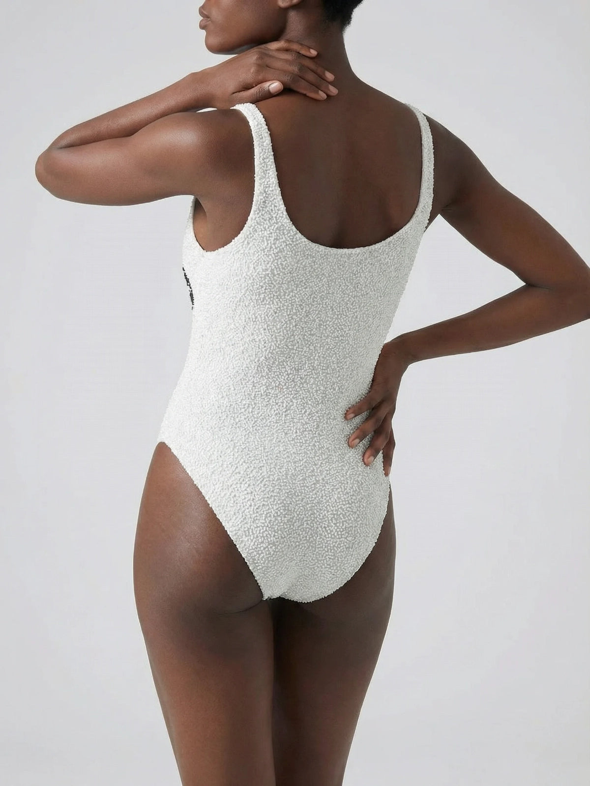 Marina Vintage Neckline Swimsuit Multi Colour White