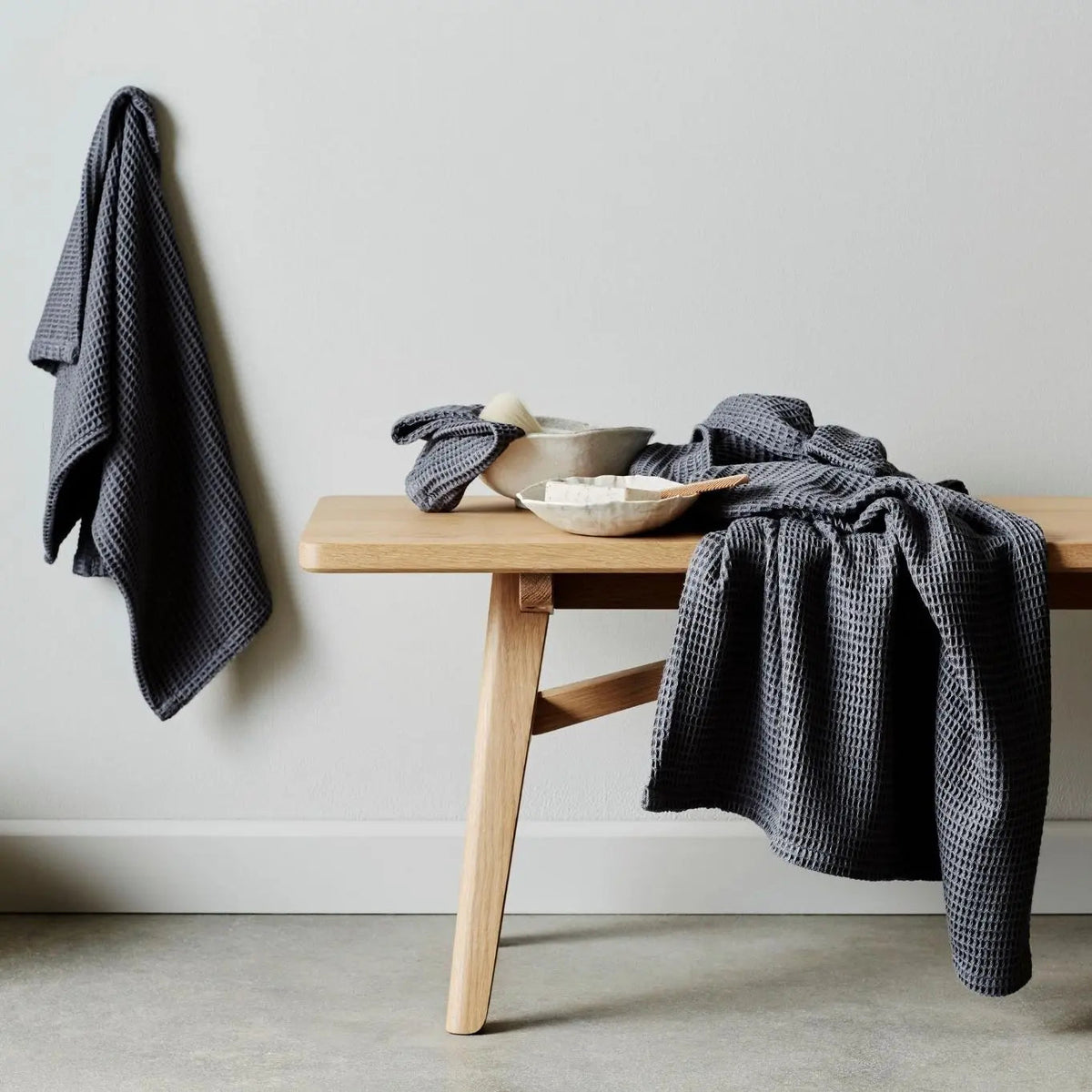 Waffle Bath Towel Set / Slate