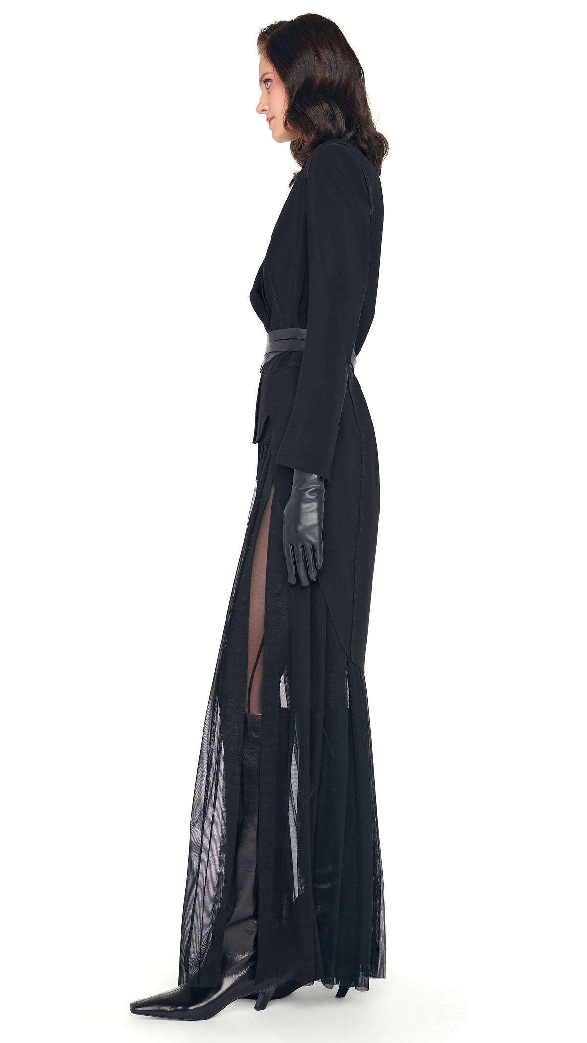 PLEATED LONG SKIRT W/ SLIT