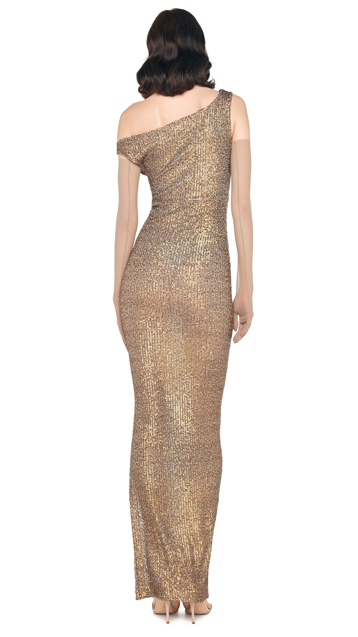 DROP SHOULDER GOWN W/ SIDE SLIT