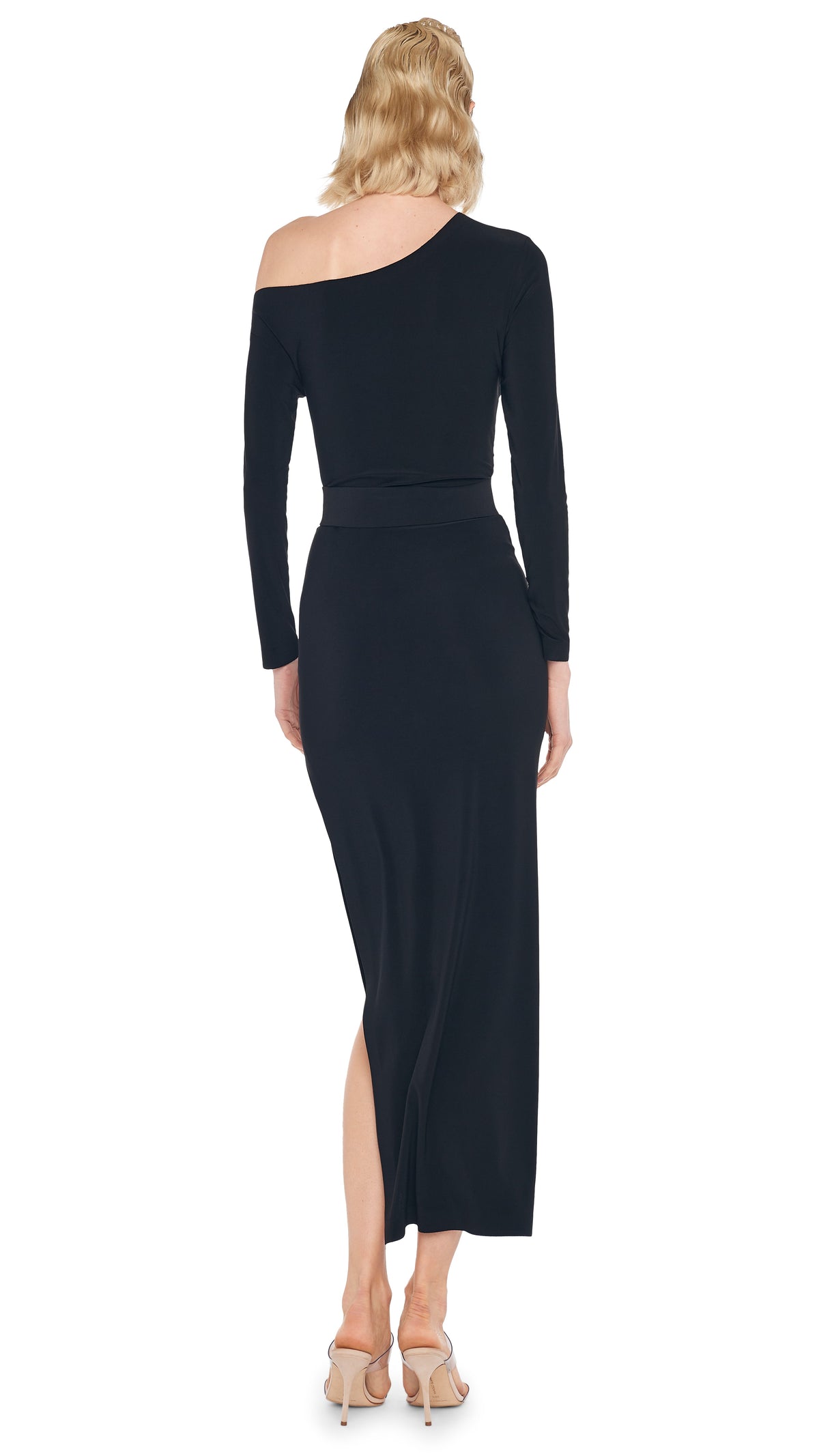 DROP SHOULDER SIDE SLIT GOWN