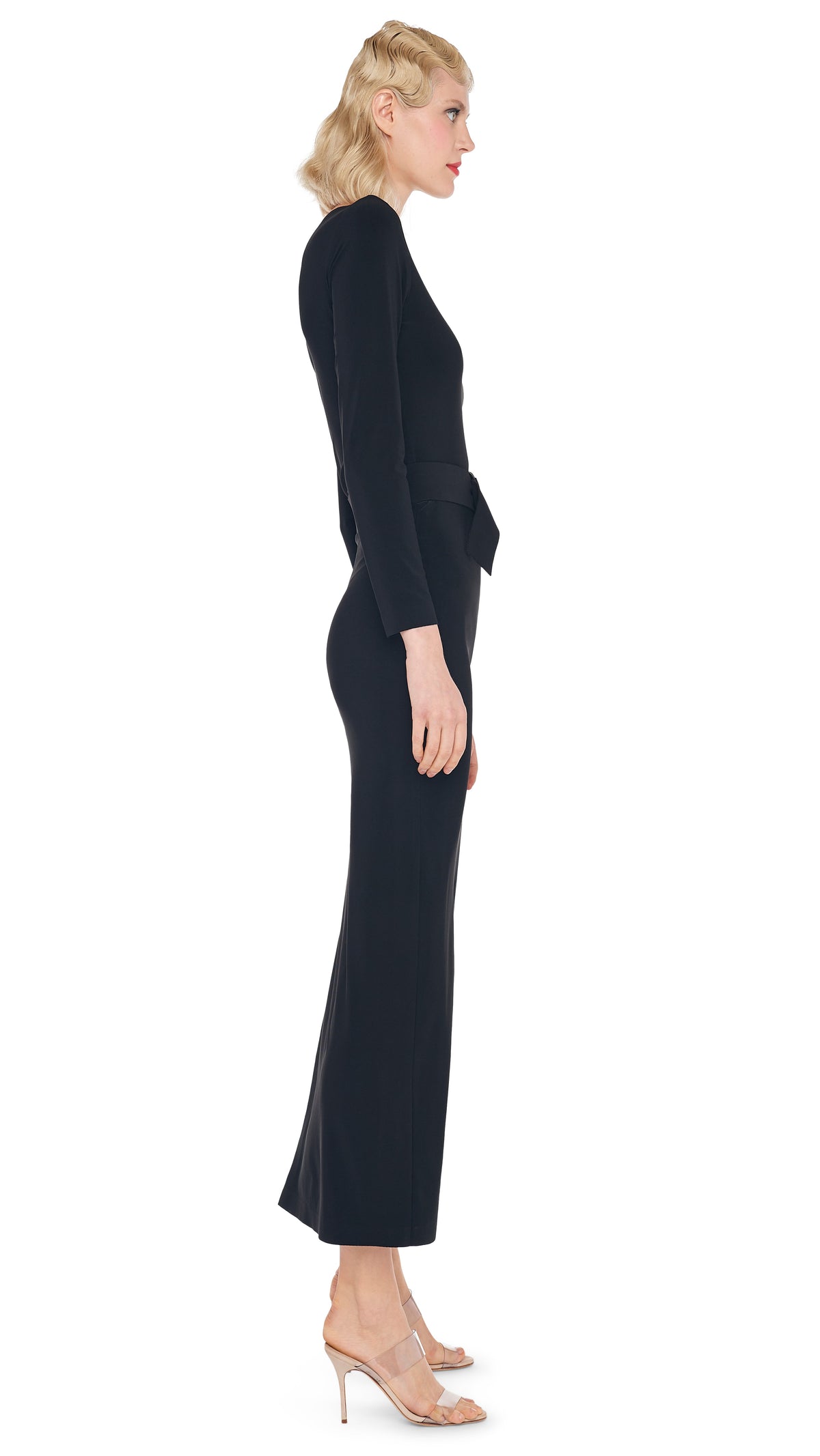 DROP SHOULDER SIDE SLIT GOWN