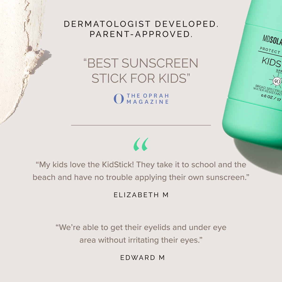 Sunscreen stick for kids with positive reviews from The Oprah Magazine and users 
