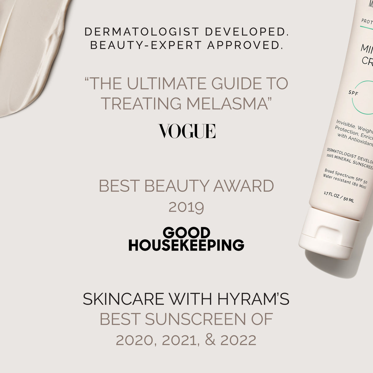 Skincare product with accolades 