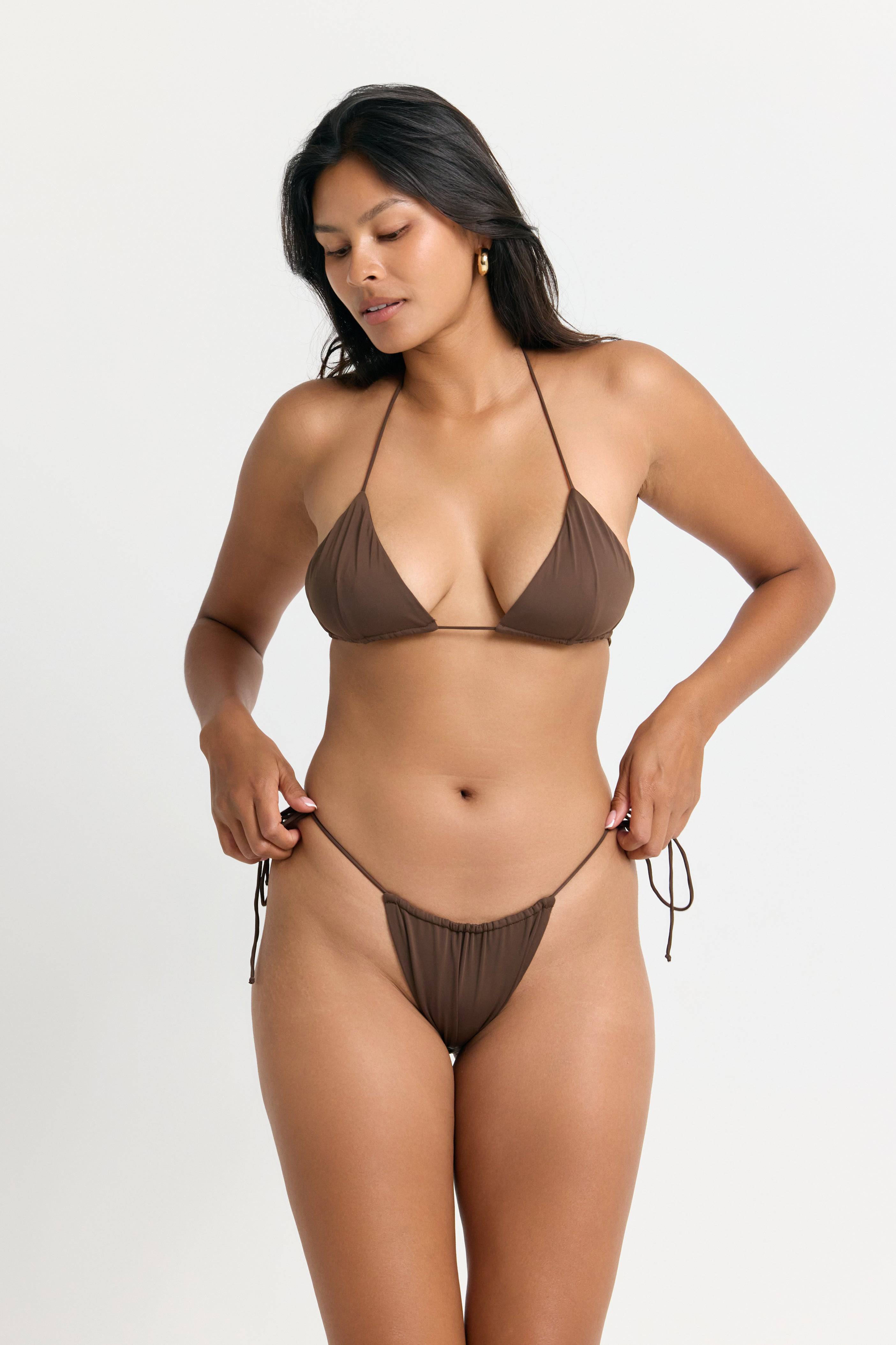 RIOT SWIM Bixi Top in chocolate brown, stylish sleeveless tops with a fitted design, perfect for beach or casual wear.